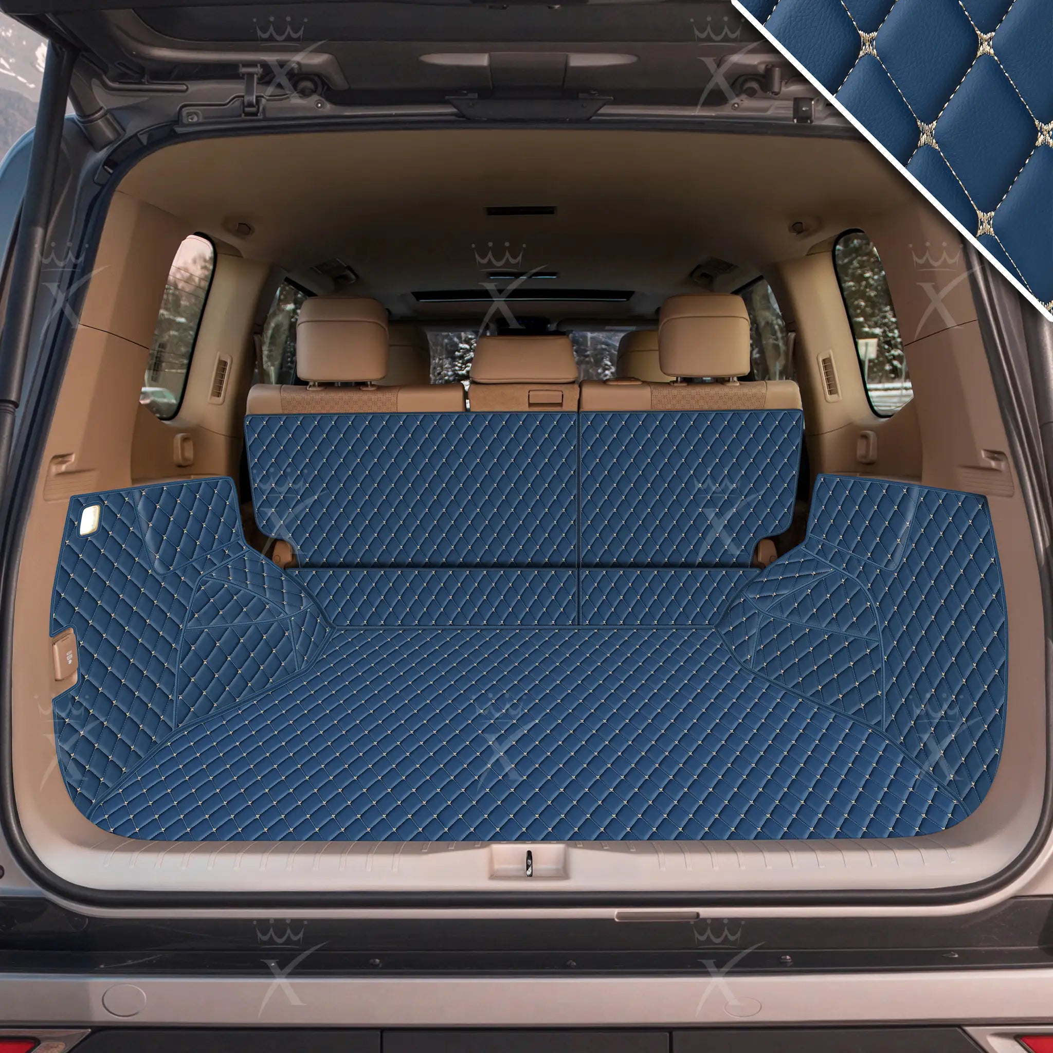 Luxus Car Mats™ - Vintage Blue 3D Luxury Leather Boot/Trunk Mat