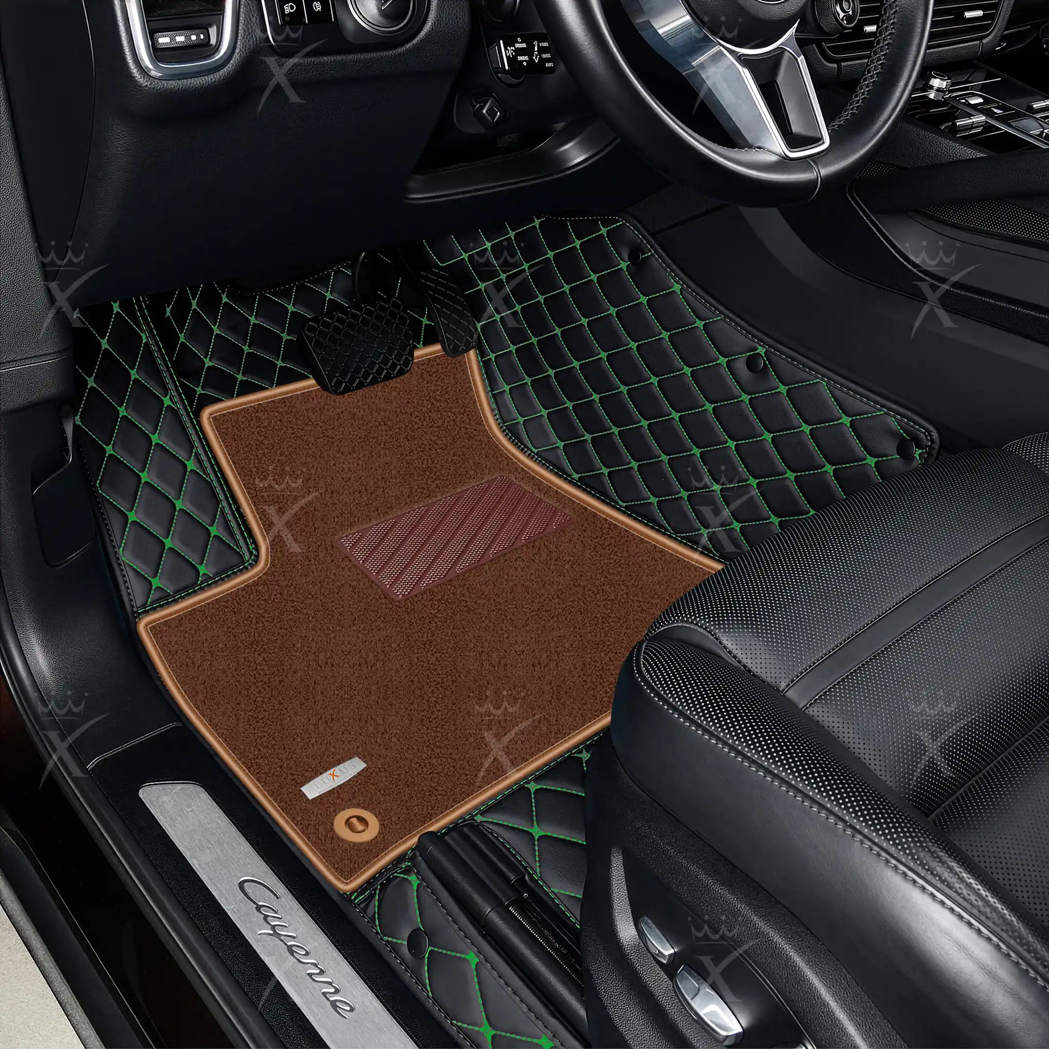 Luxus Car Mats™ - Set di tappetini per auto di lusso con cuciture nere e blu