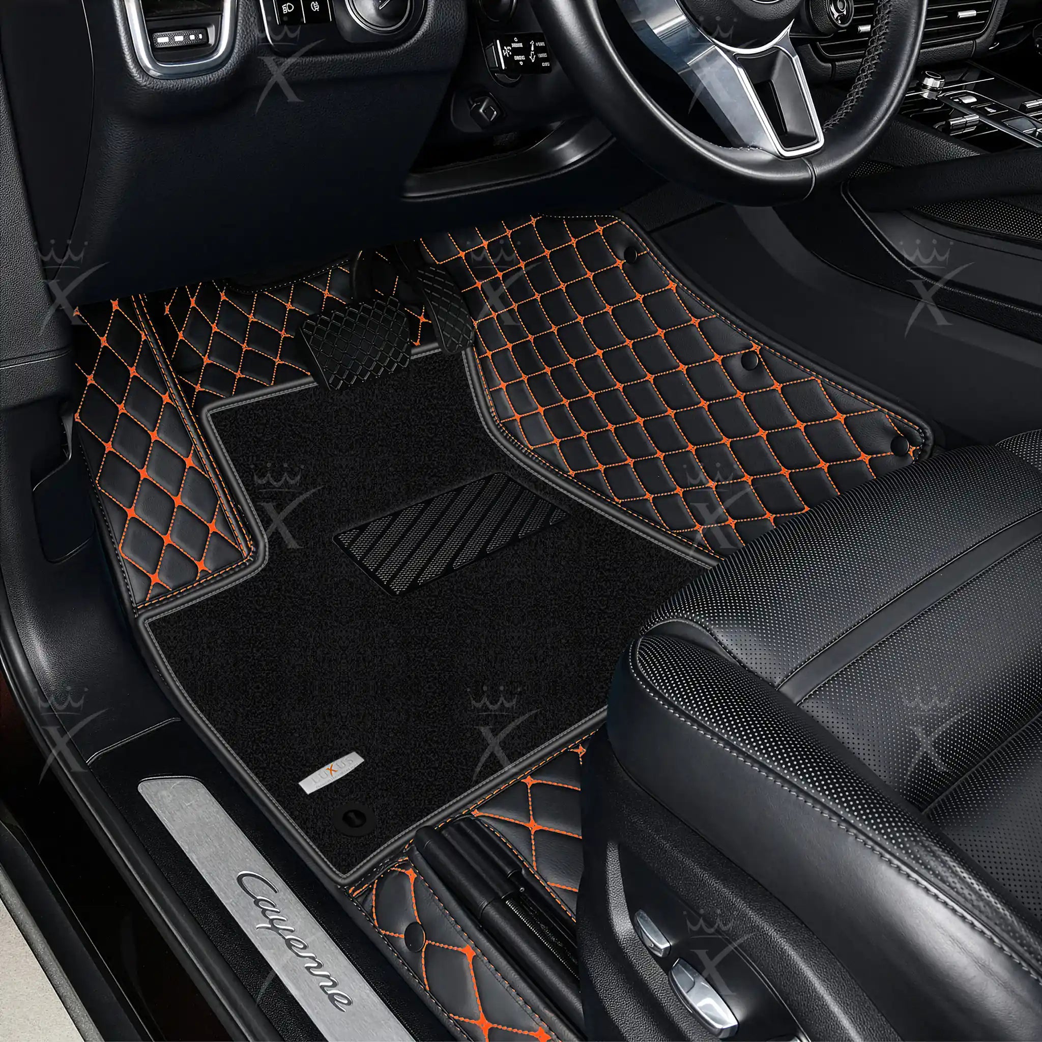 Luxus Car Mats™ - Juego de alfombrillas de lujo con costuras negras y azules