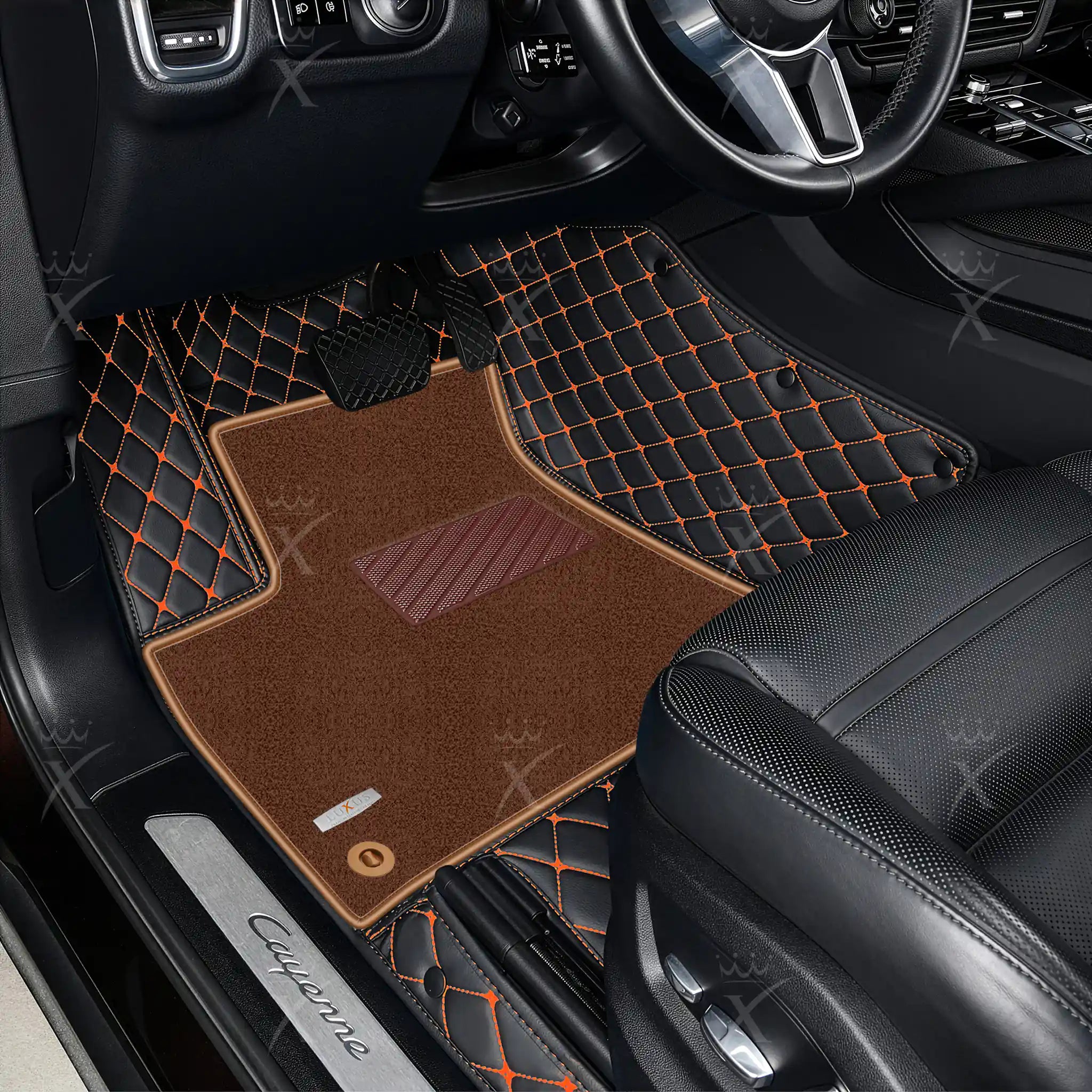 Luxus Car Mats™ - Juego de alfombrillas de lujo con costuras negras y azules