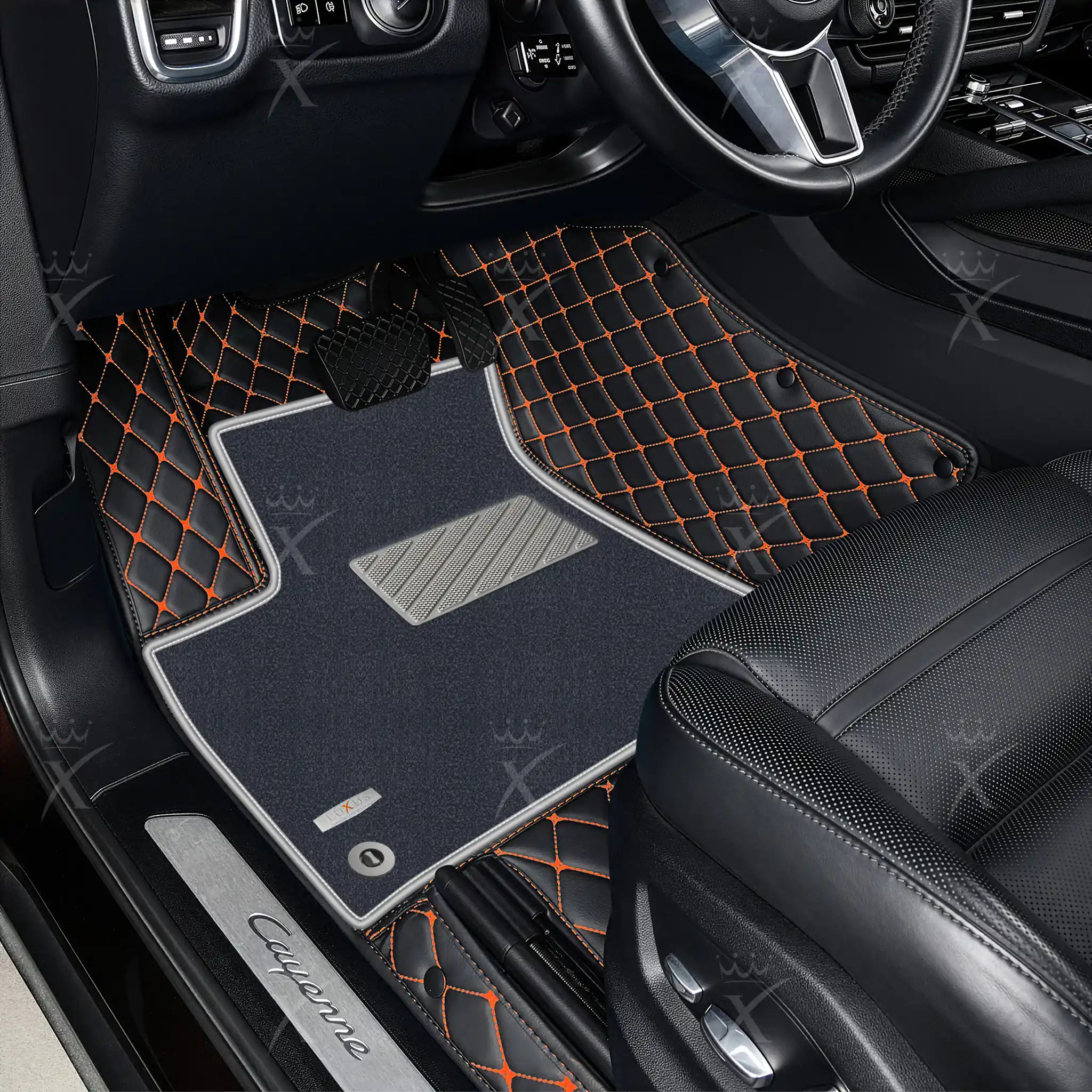 Luxus Car Mats™ - Juego de alfombrillas de lujo con costuras negras y azules