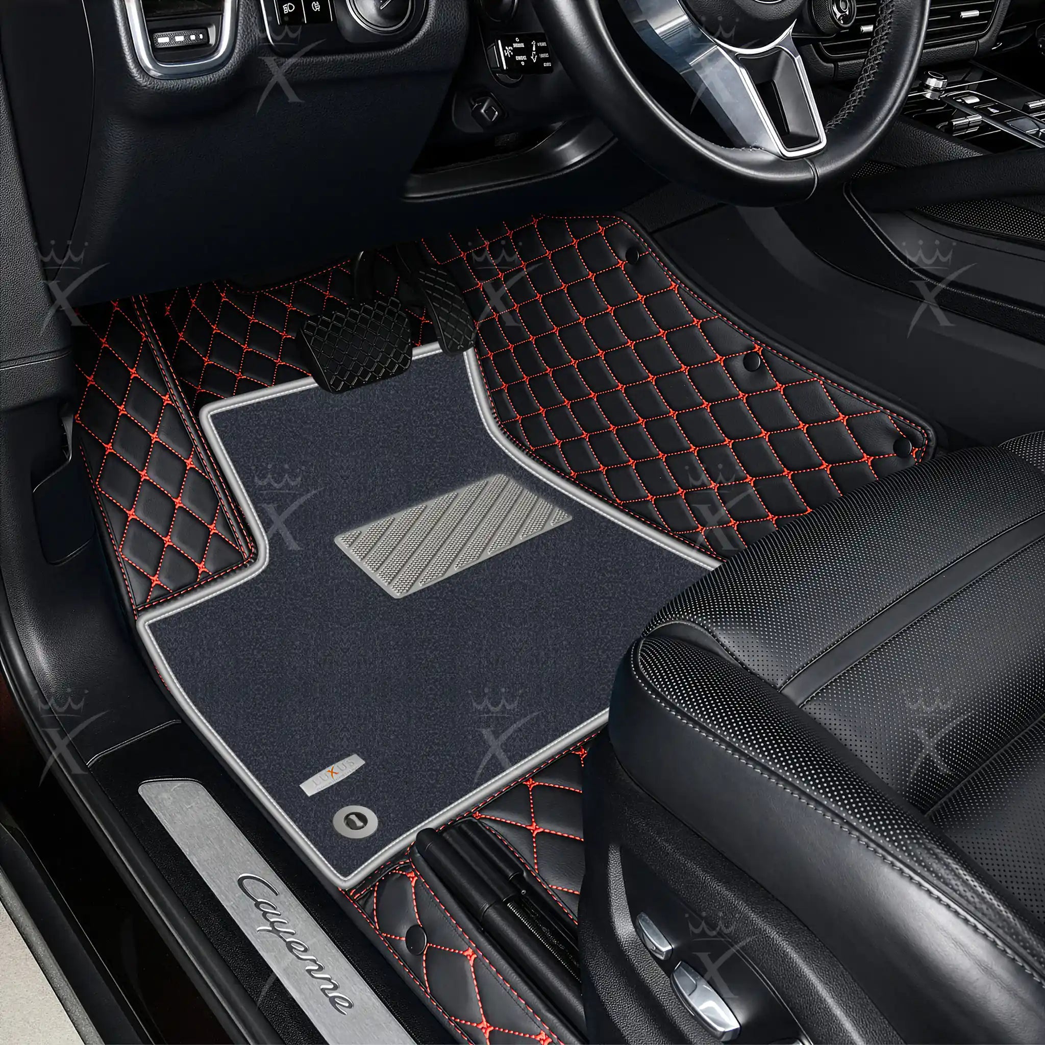 Luxus Car Mats™ - Juego de alfombrillas de lujo con costuras negras y azules