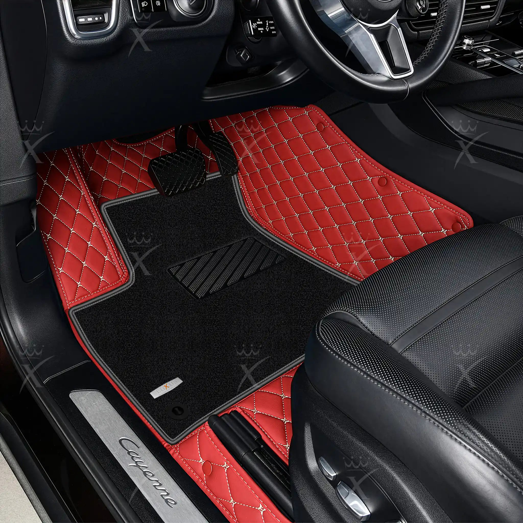 Luxus Car Mats™ - svart og blå søm Luksus bilmattesett