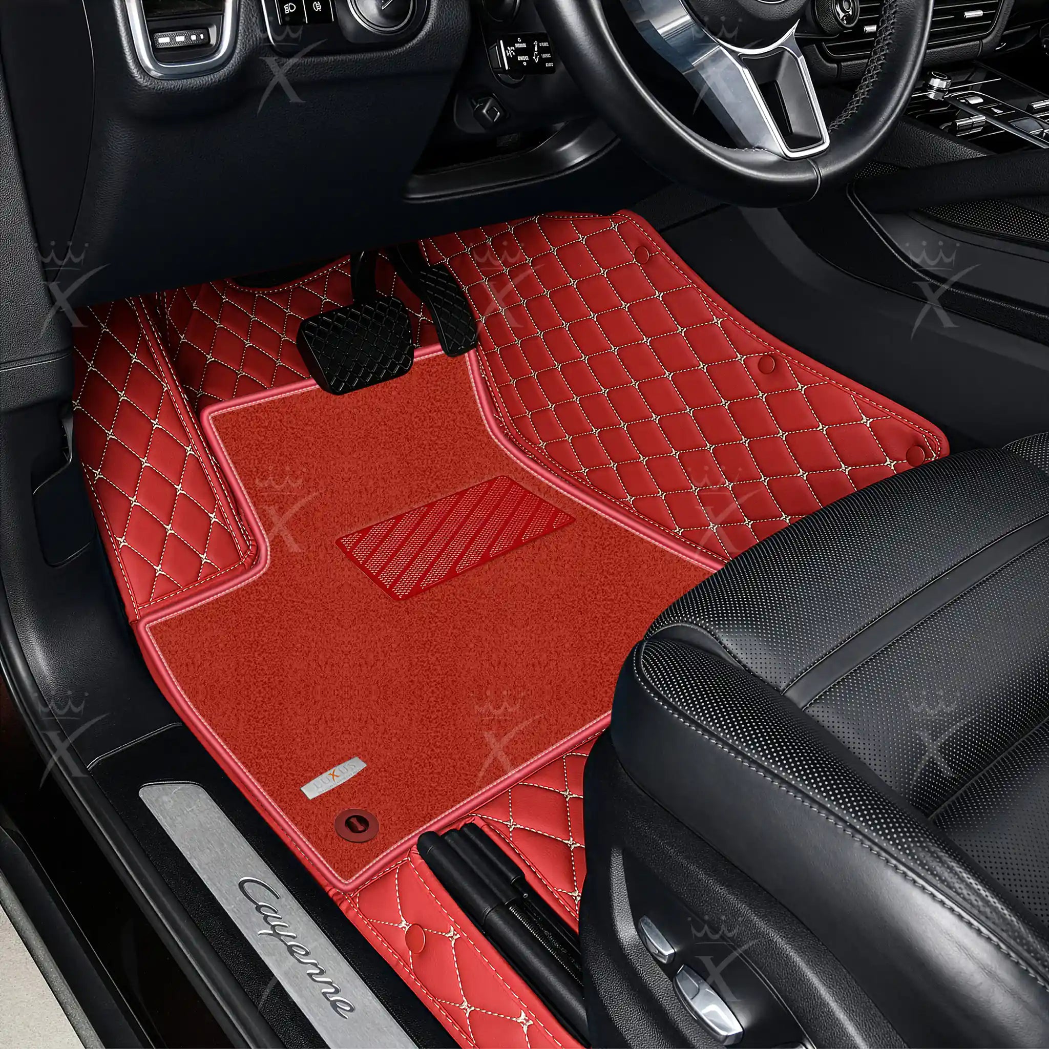 Luxus Car Mats™ - Juego de alfombrillas de lujo con costuras negras y azules