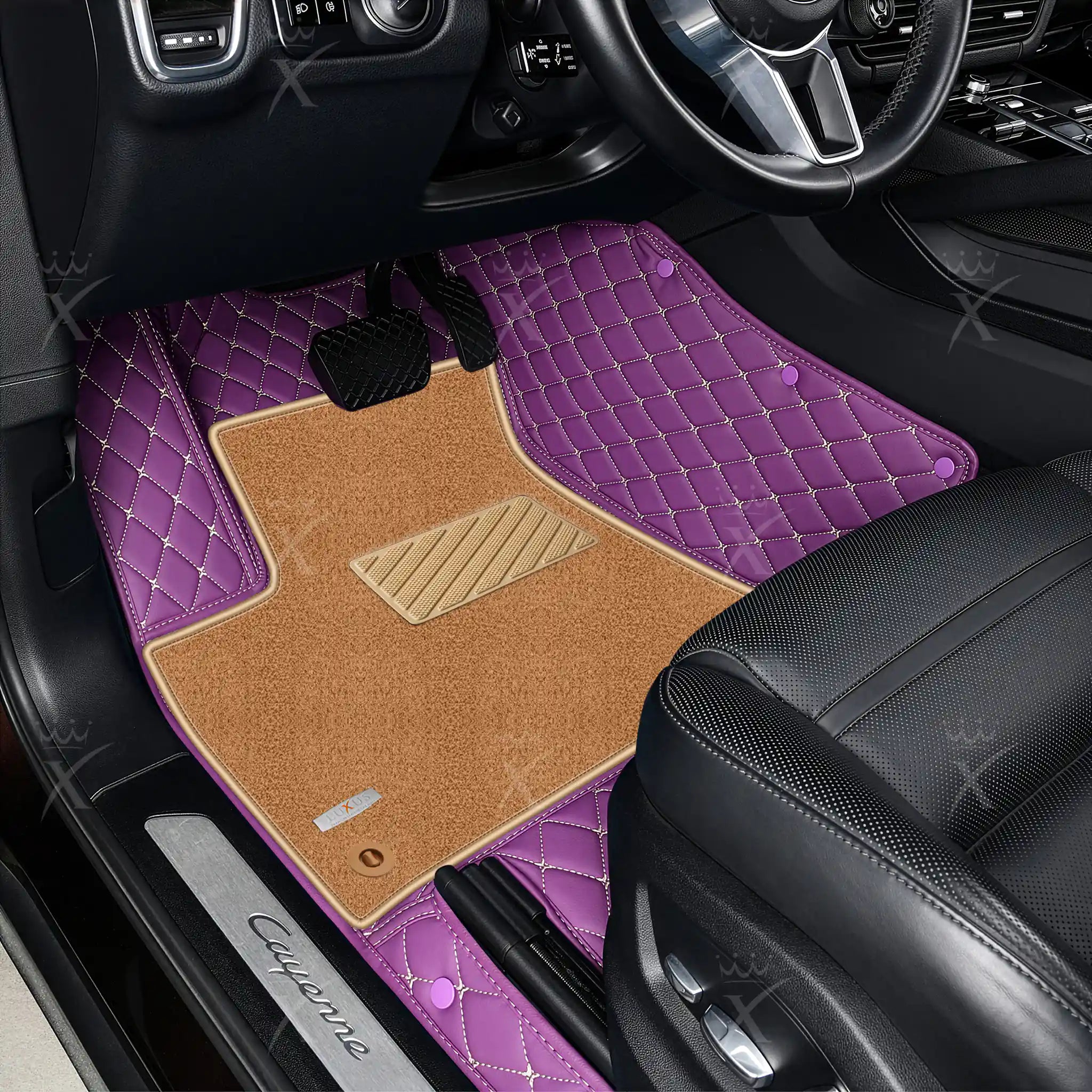 Luxus Diamond Double Layer Series Floor Mats | Lavender Purple & Beige Top Carpet
