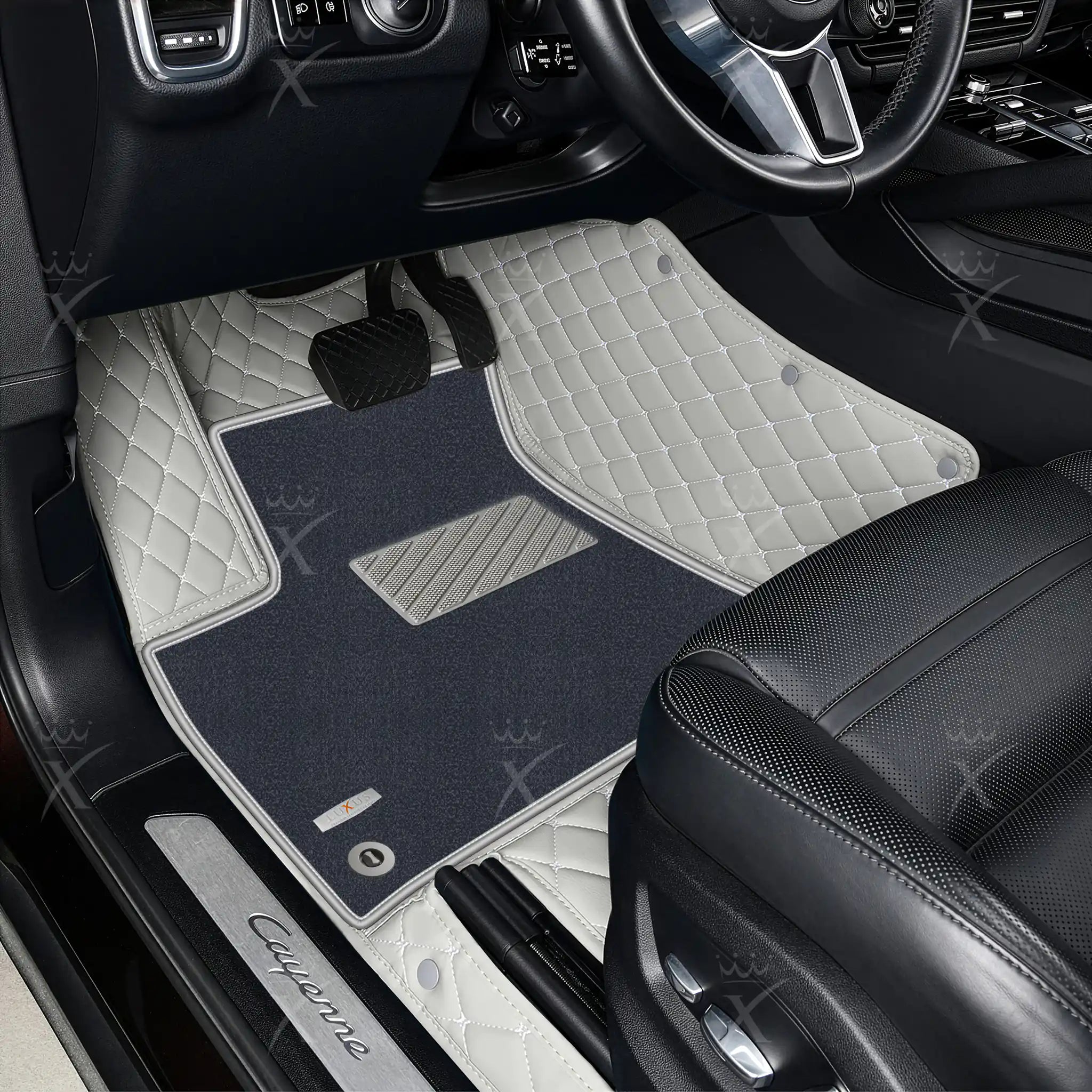 Luxus Car Mats™ - Juego de alfombrillas de lujo con costuras negras y azules