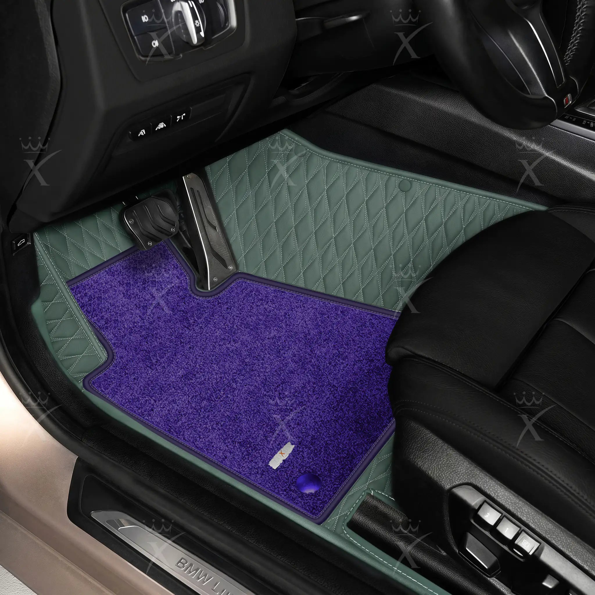 Luxus Twin-Diamond Double Layer Series Floor Mats | Dove Gray & Imperial Violet Top Carpet