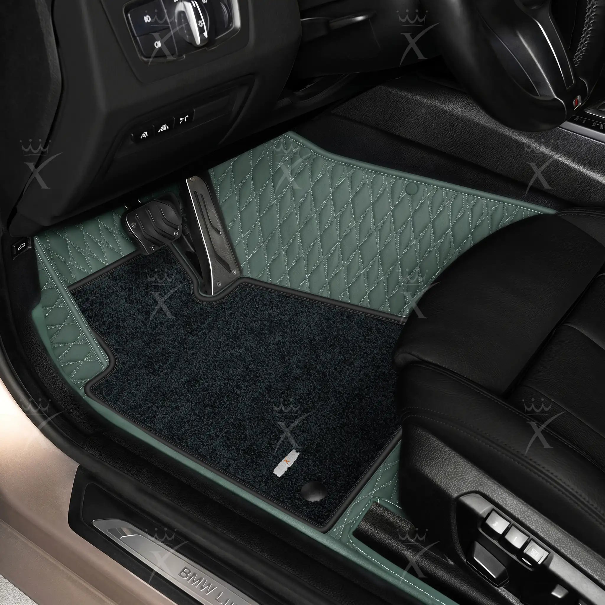 Luxus Twin-Diamond Double Layer Series Floor Mats | Dove Gray & Obsidian Black Top Carpet