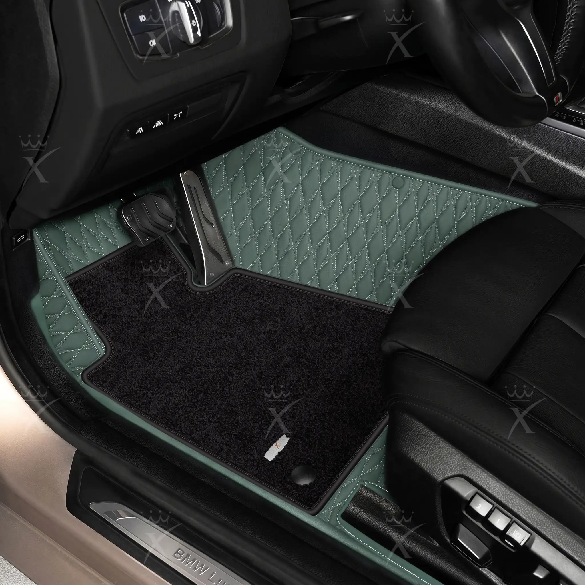 Luxus Twin-Diamond Double Layer Series Floor Mats | Dove Gray & Onyx Charcoal Top Carpet