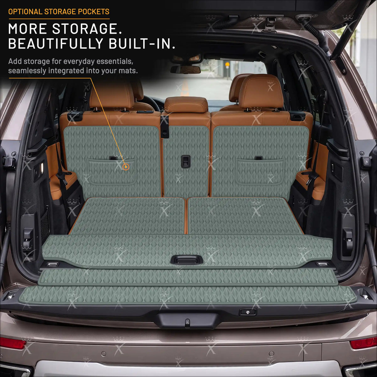 Luxus Car Mats™ - Zwarte en zwarte stiksels 3D luxe lederen koffer-/koffermat