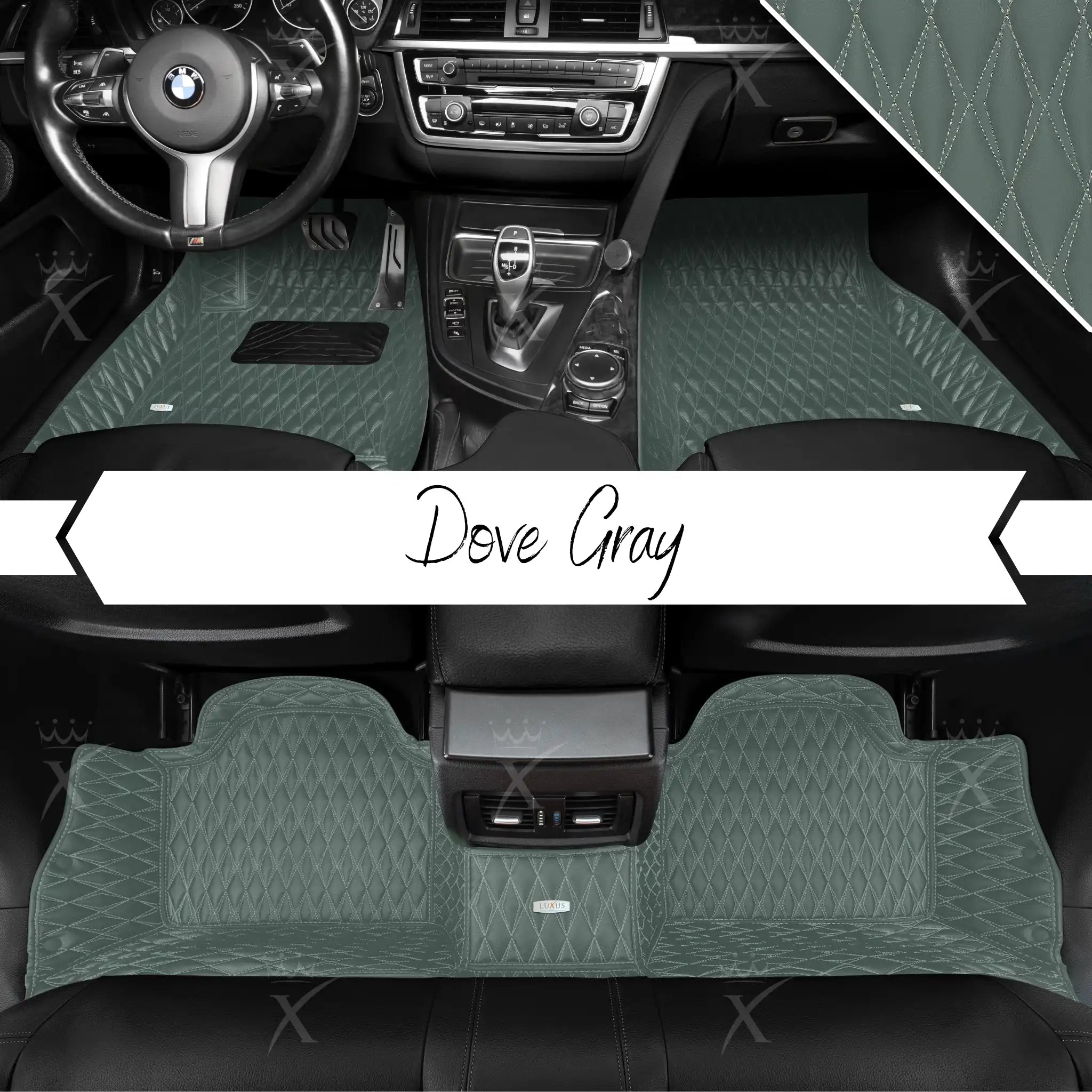 Luxus Premium Twin-Diamond Custom Luxury Car Mats Set | Dove Gray
