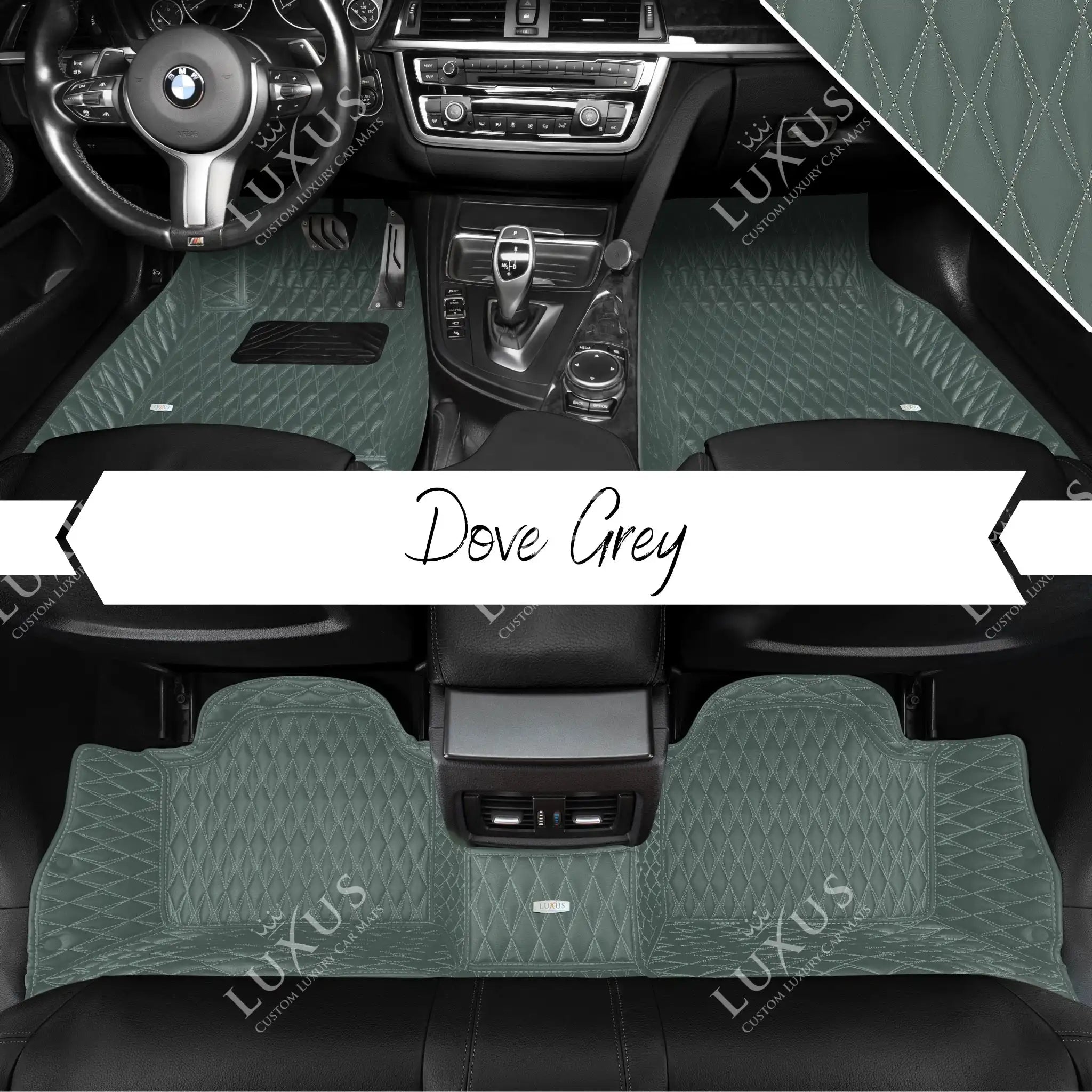 Luxus Premium Twin-Diamond Custom Luxury Car Mats Set | Dove Grey