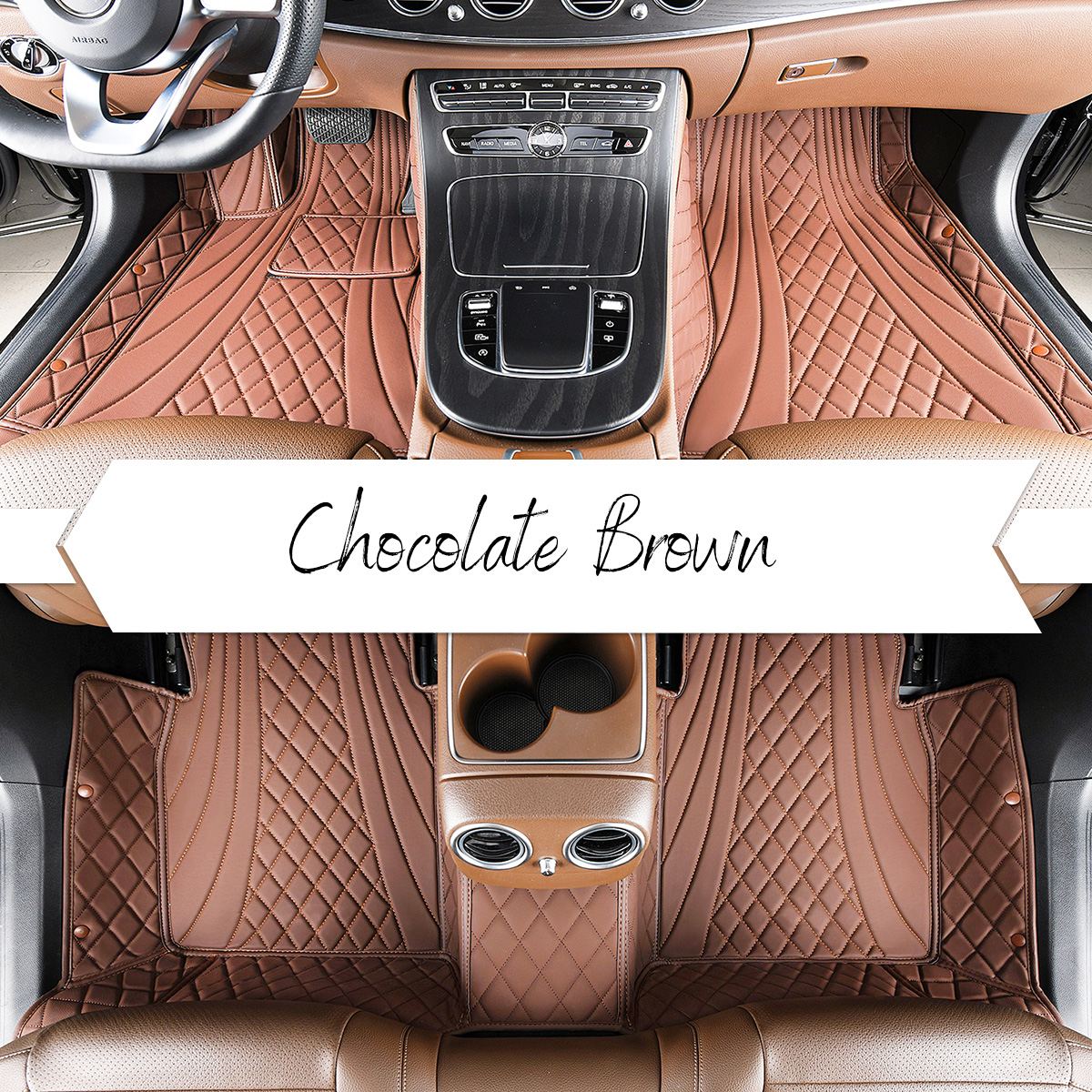 Luxus Exclusive Hybrid Custom Car Mats Set | Chocolate Brown