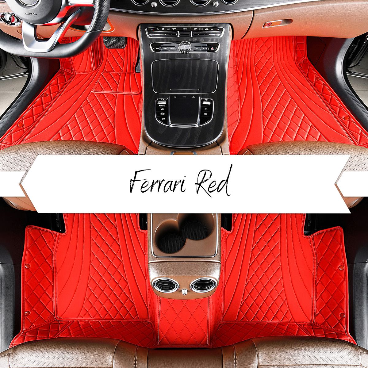 Luxus Car Mats™ – Luxus-Automatten-Set in Schwarz und mit schwarzen Nähten