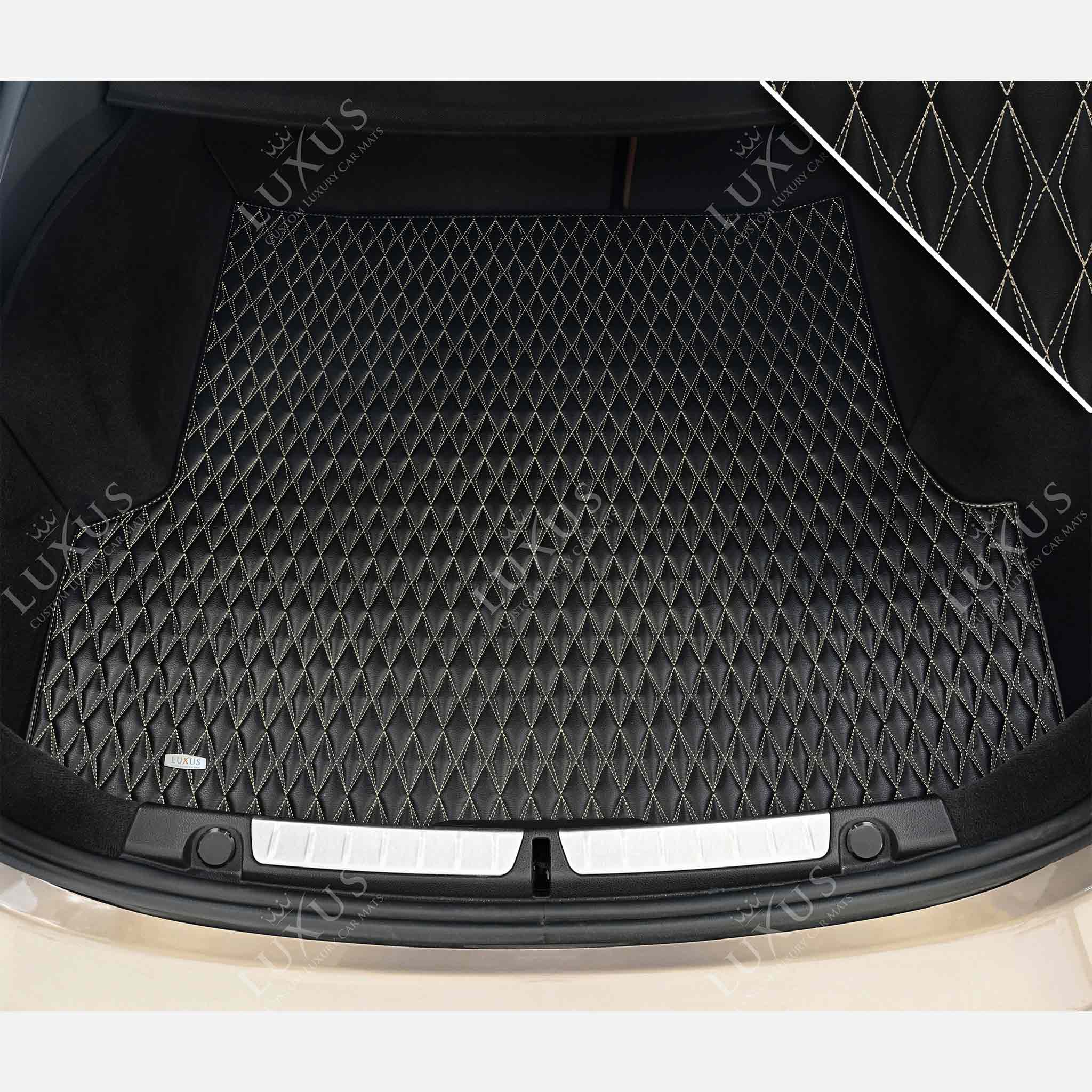 Luxus Premium Twin-Diamond Custom Base Trunk Liner | Black & Beige Stitching