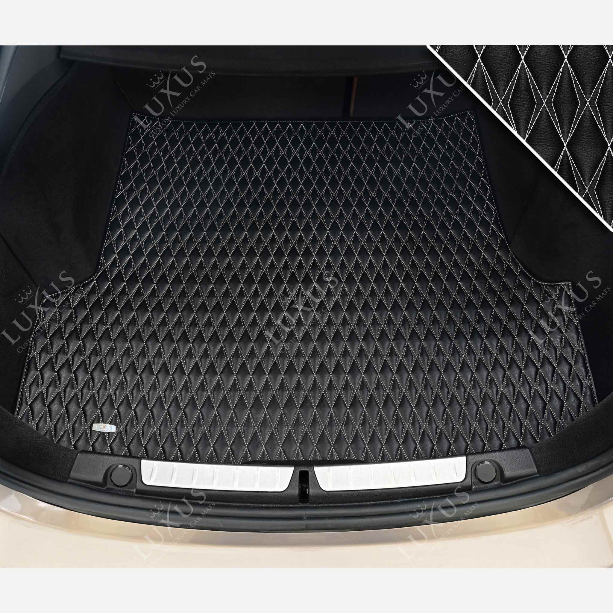 Luxus Premium Twin-Diamond Custom Base Trunk Liner | Black & White Stitching