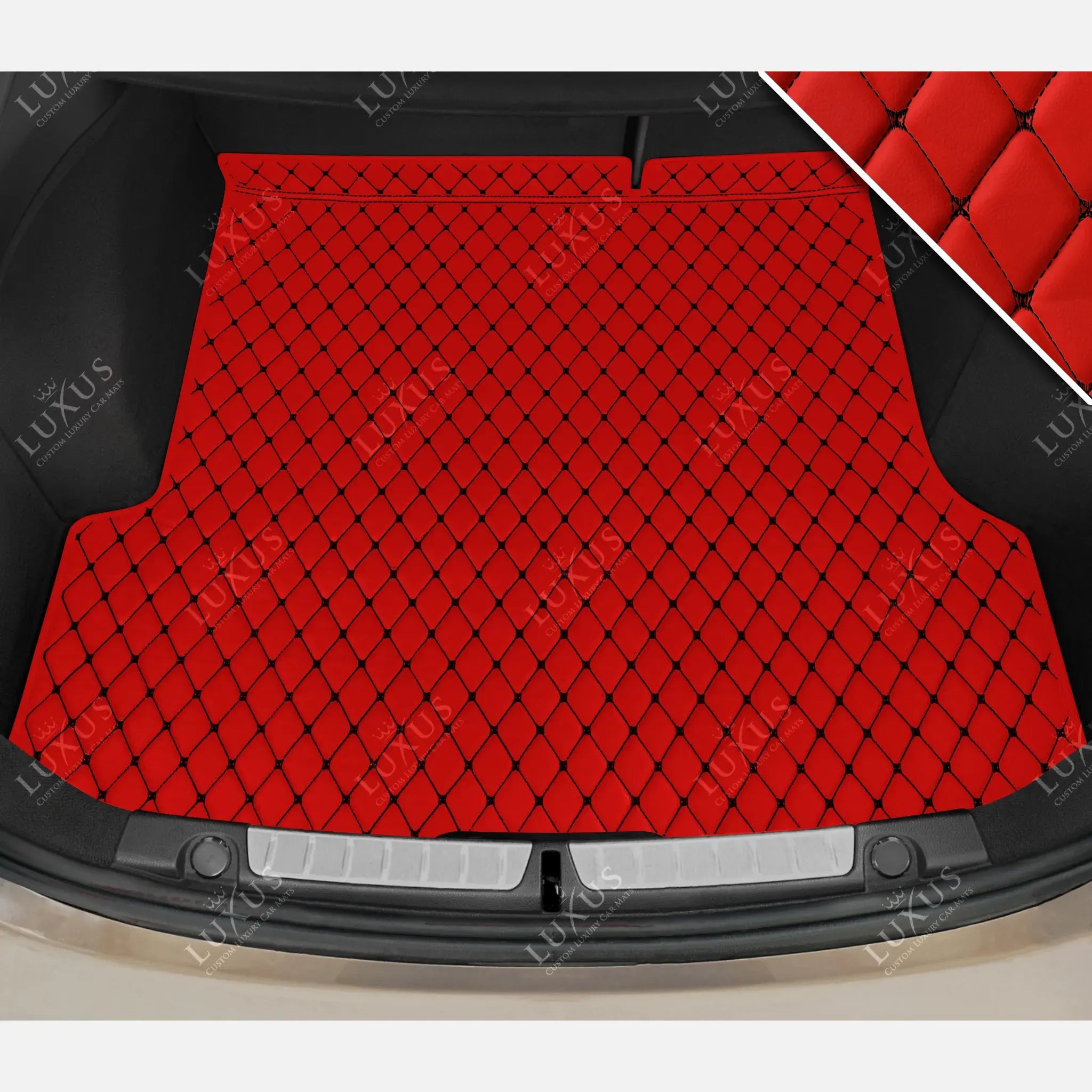 Luxus Premium Diamond Custom Base Trunk Liner | Ferrari Red & Black Stitching