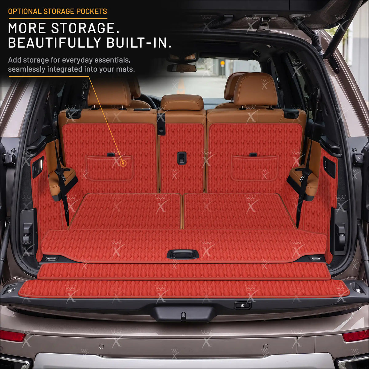 Luxus Car Mats™ – 3D-Luxus-Leder-Kofferraum-/Kofferraummatte in Schwarz und Schwarz mit Nähten