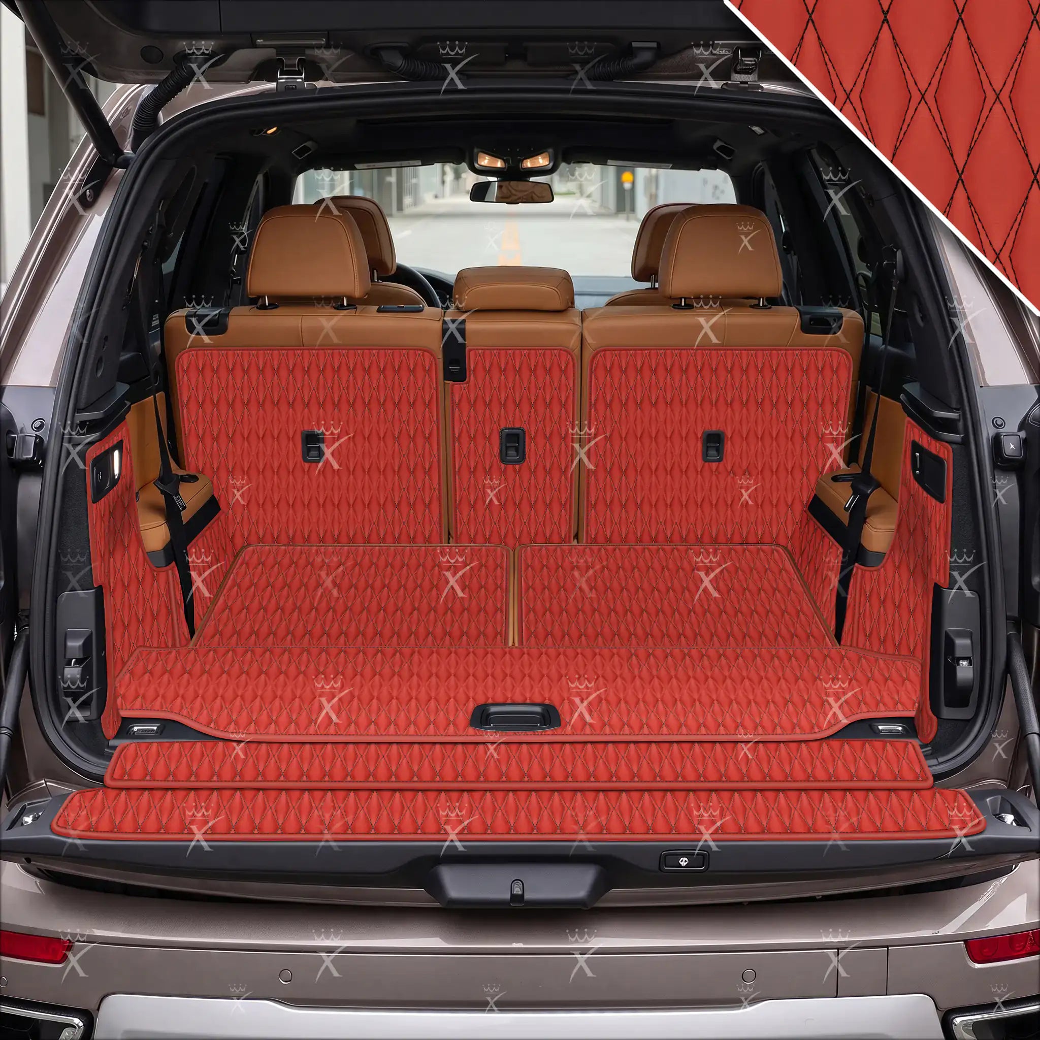 Luxus Car Mats™ - Svart og svart søm 3D luksusskinnstøvel/bagasjematte