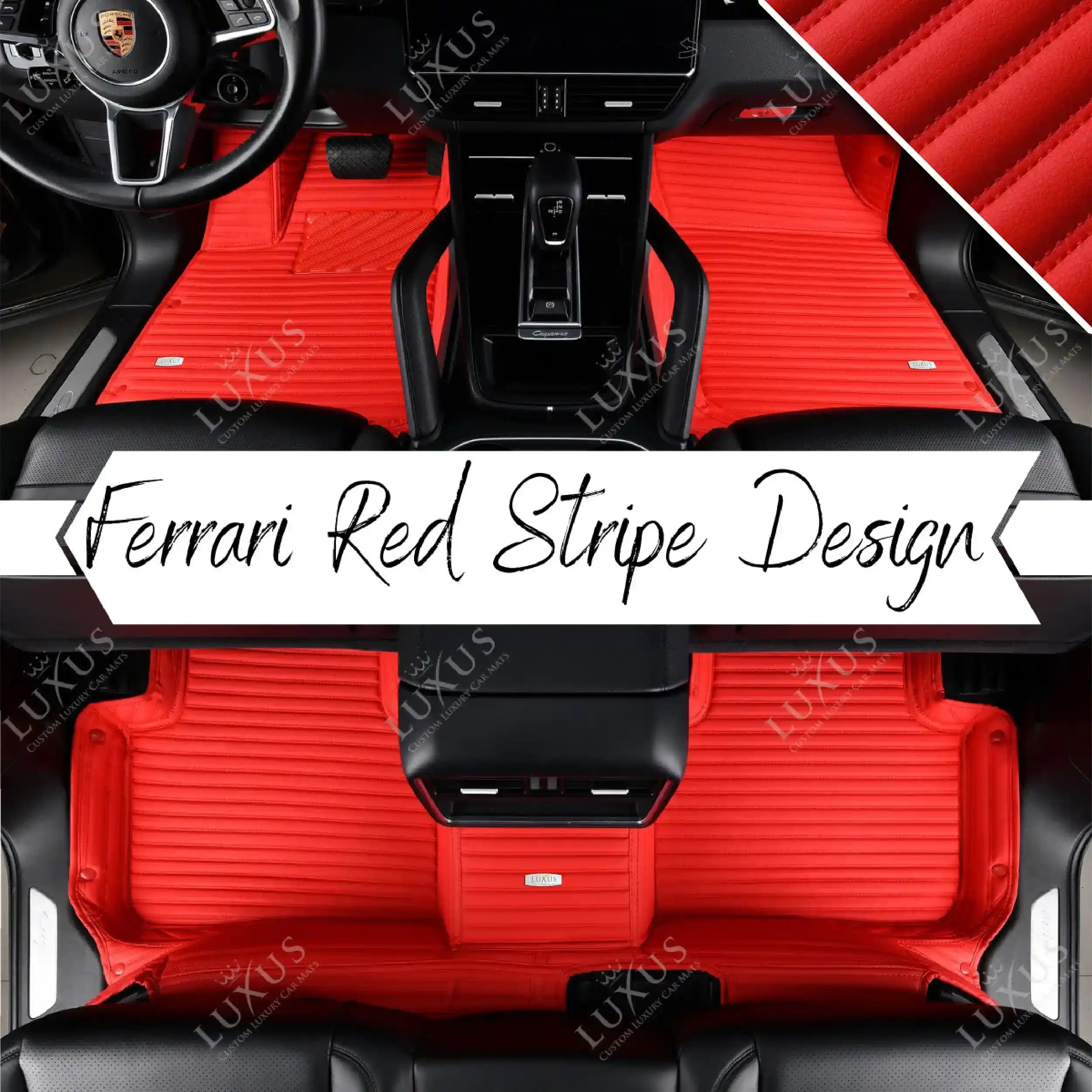 Luxus Car Mats™ - Set di tappetini per auto di lusso Ferrari Red Stripe