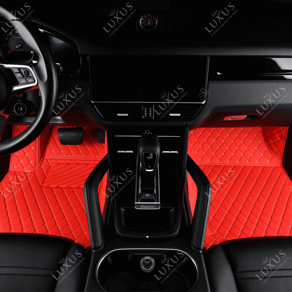 Luxus Car Mats™ - Set di tappetini per auto di lusso rosso Ferrari