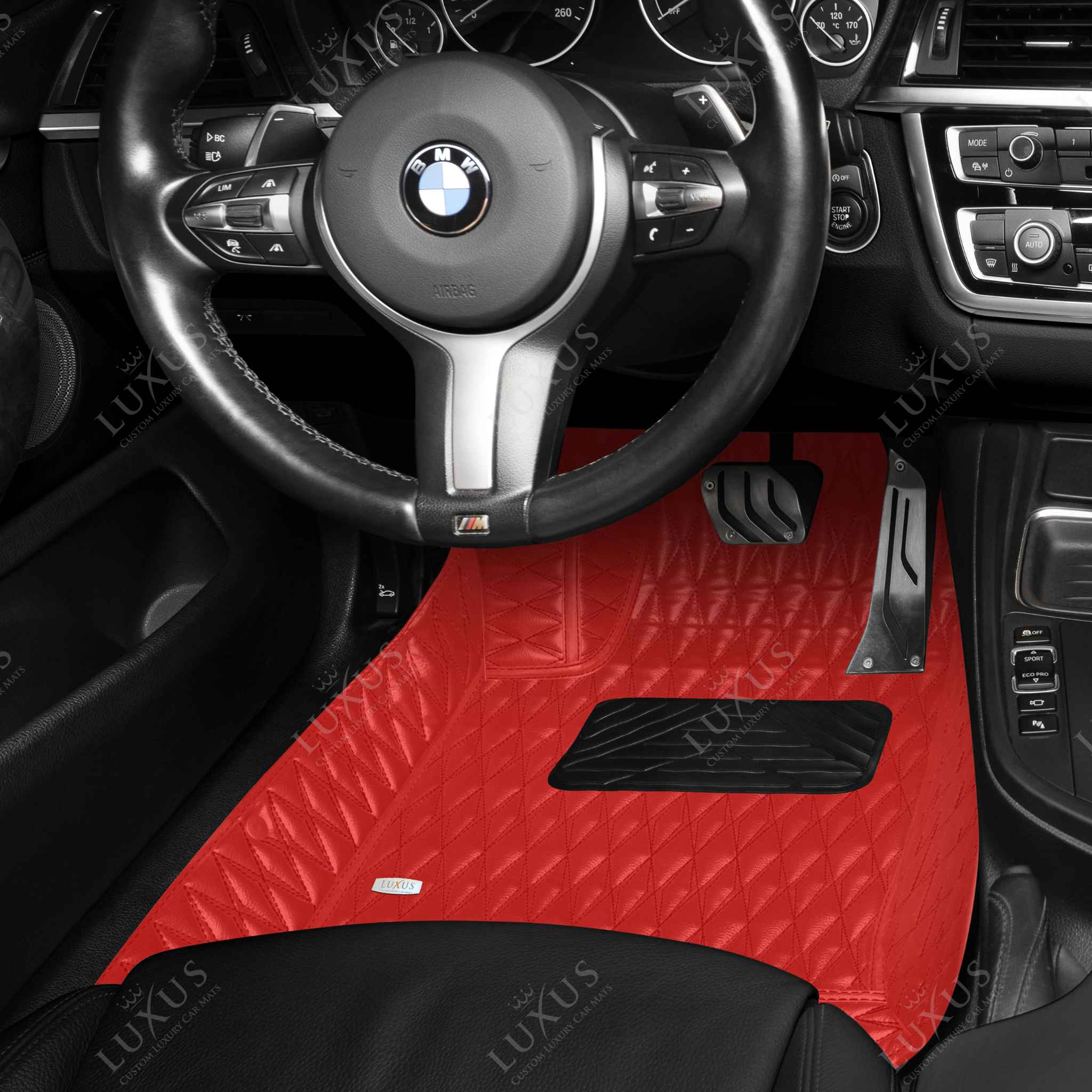 Luxus Premium Twin-Diamond Custom Luxury Car Mats Set | Ferrari Red