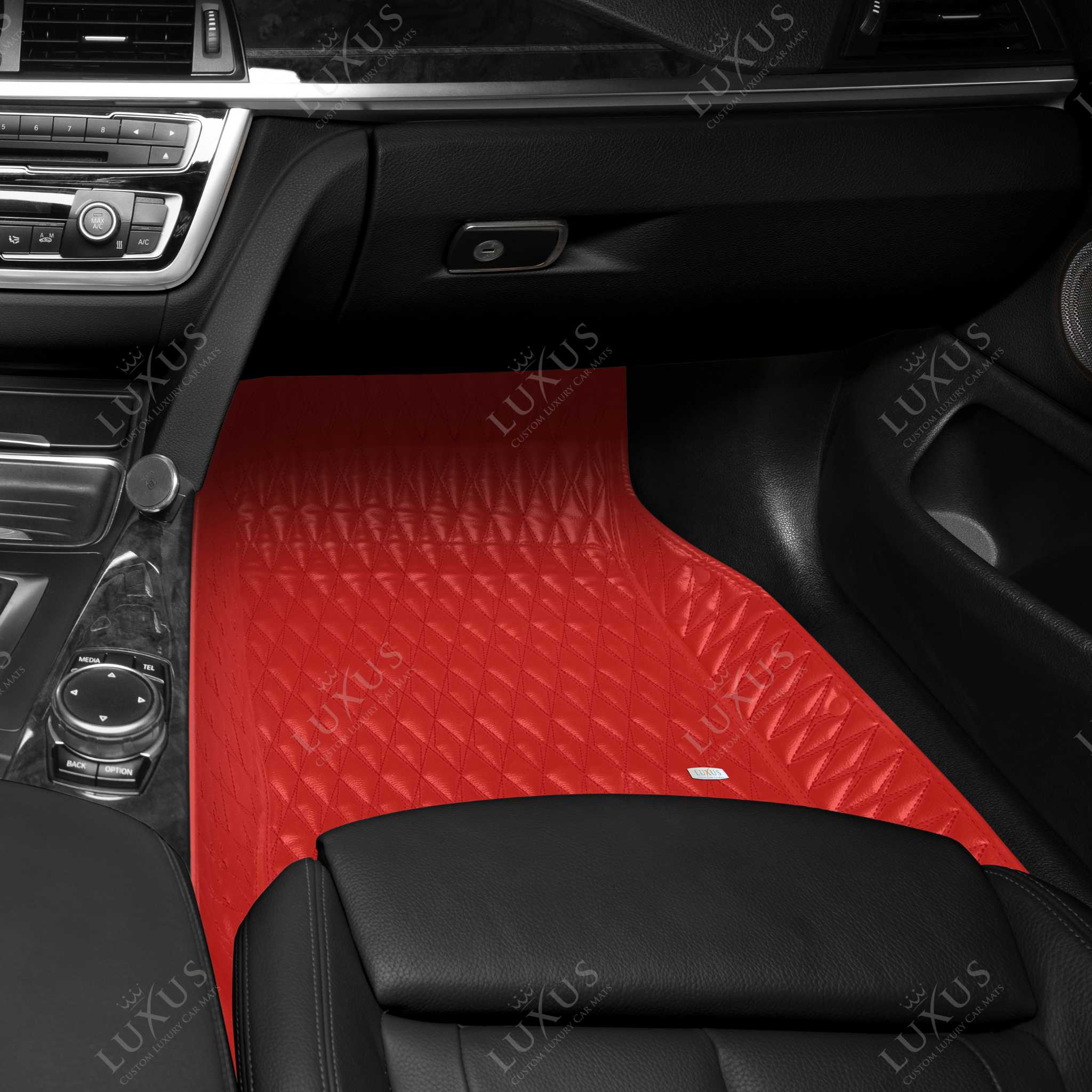Luxus Premium Twin-Diamond Custom Luxury Car Mats Set | Ferrari Red
