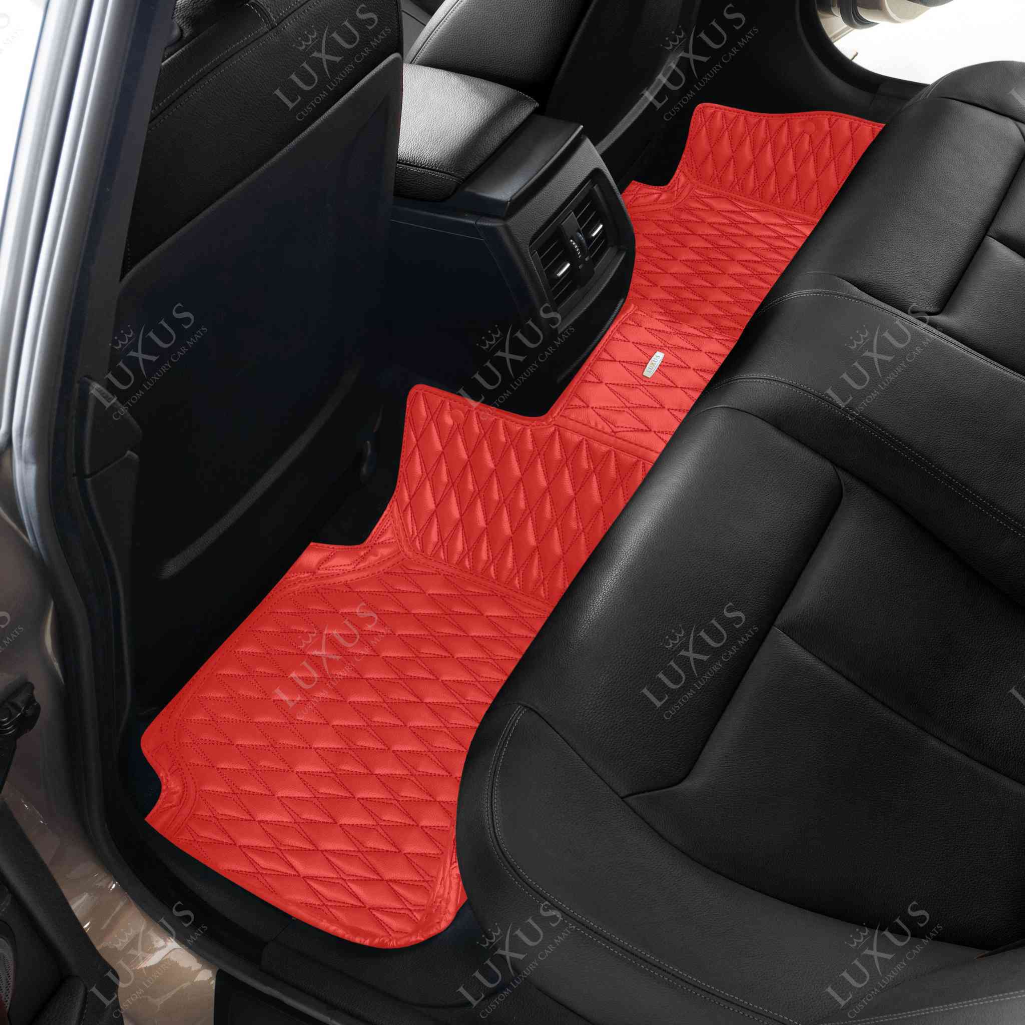 Luxus Premium Twin-Diamond Custom Luxury Car Mats Set | Ferrari Red