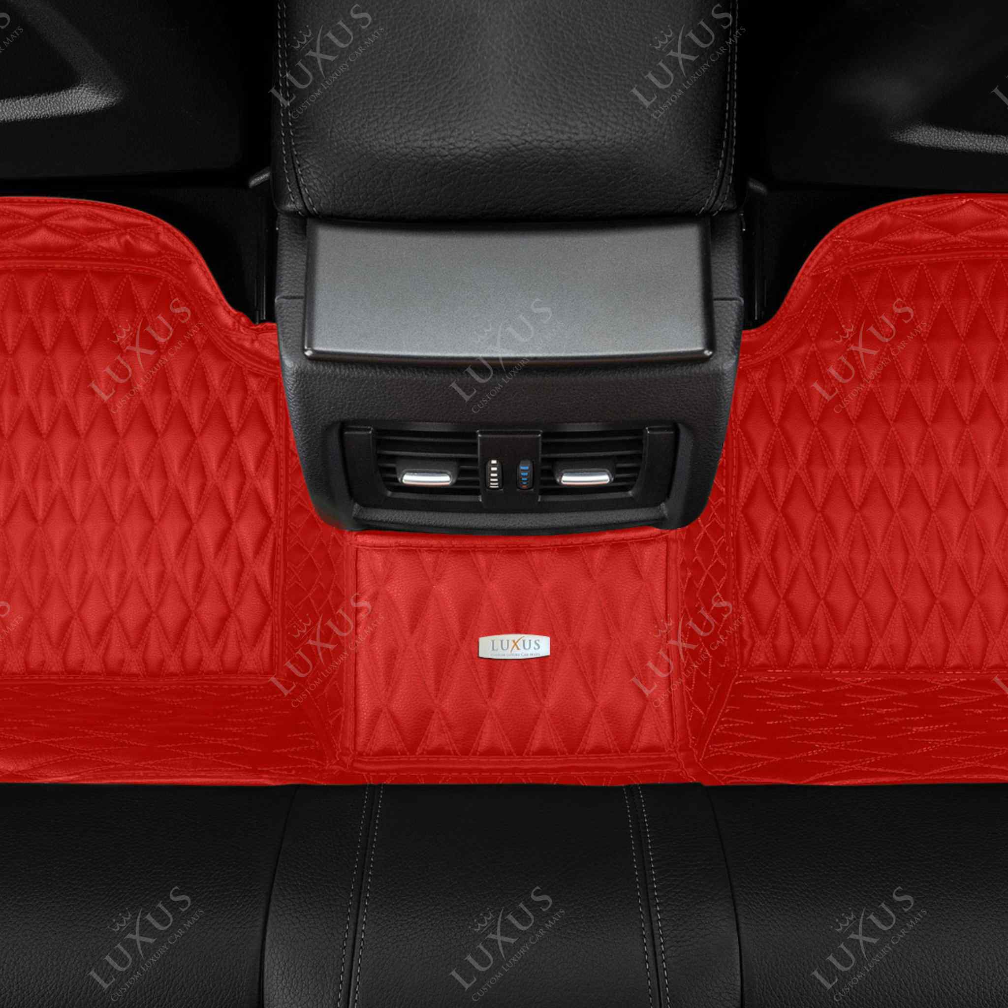 Luxus Premium Twin-Diamond Custom Luxury Car Mats Set | Ferrari Red