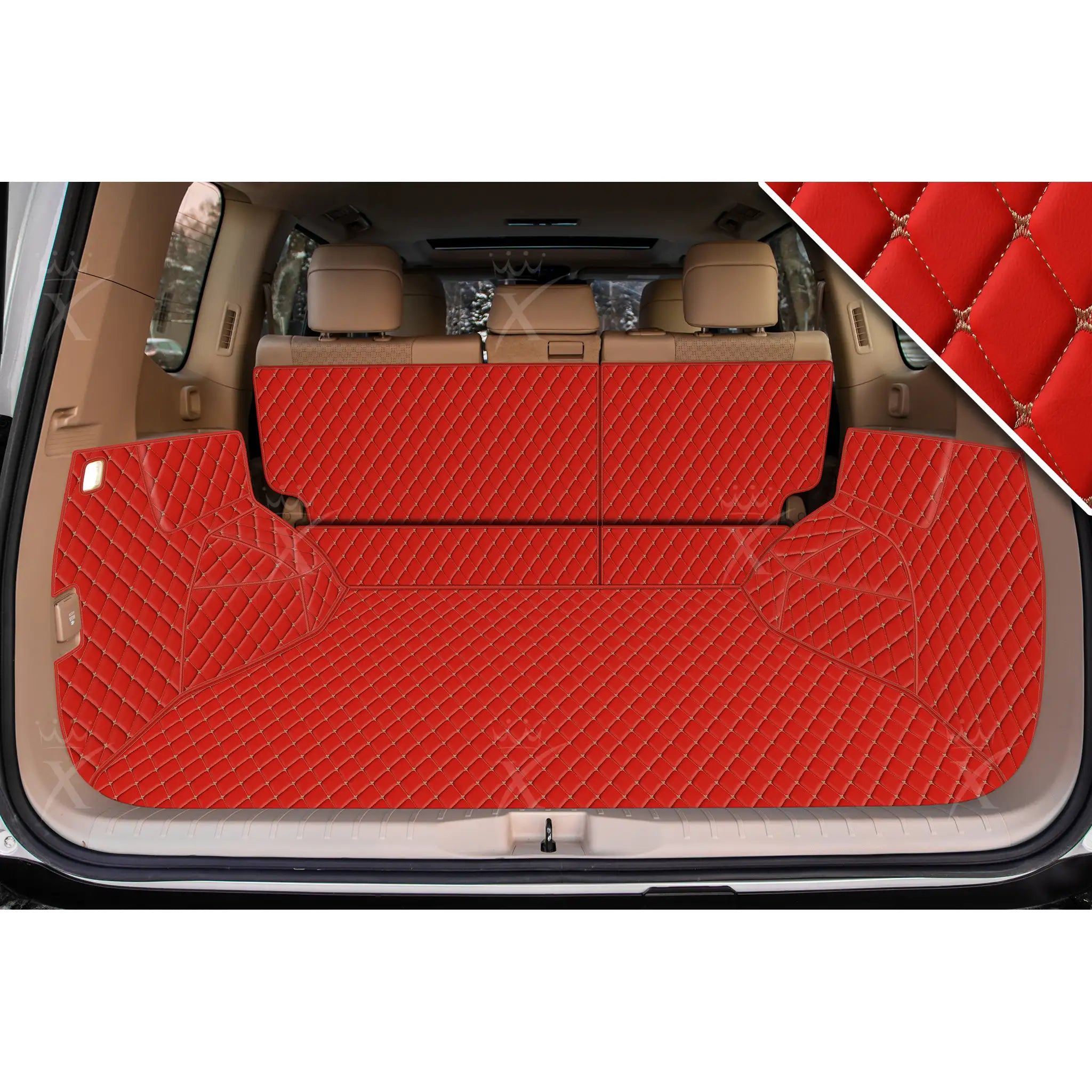 Luxus Car Mats™ – Ferrari Red 3D Luxus-Leder-Kofferraum-/Kofferraummatte