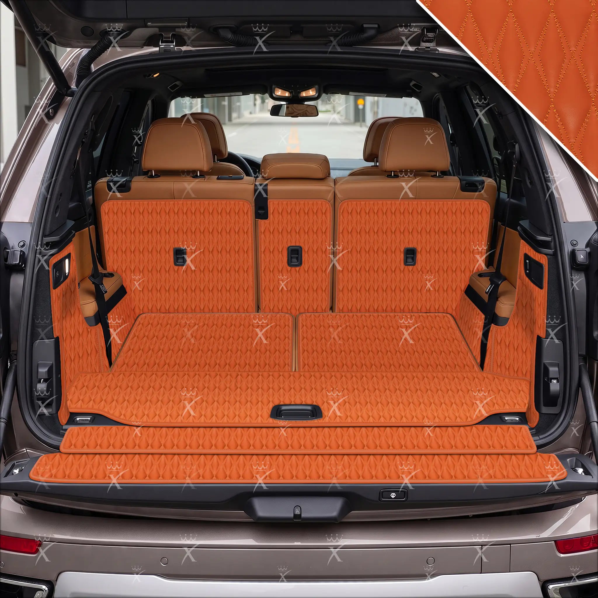 Luxus Car Mats™ - Svart og svart søm 3D luksusskinnstøvel/bagasjematte
