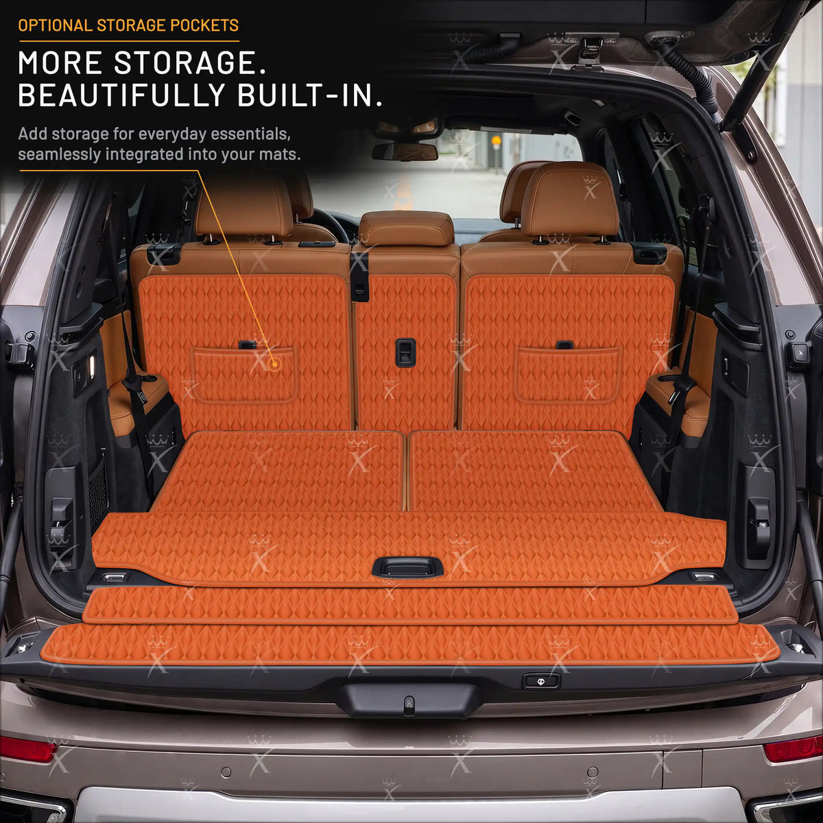 Luxus Car Mats™ - Zwarte en zwarte stiksels 3D luxe lederen koffer-/koffermat