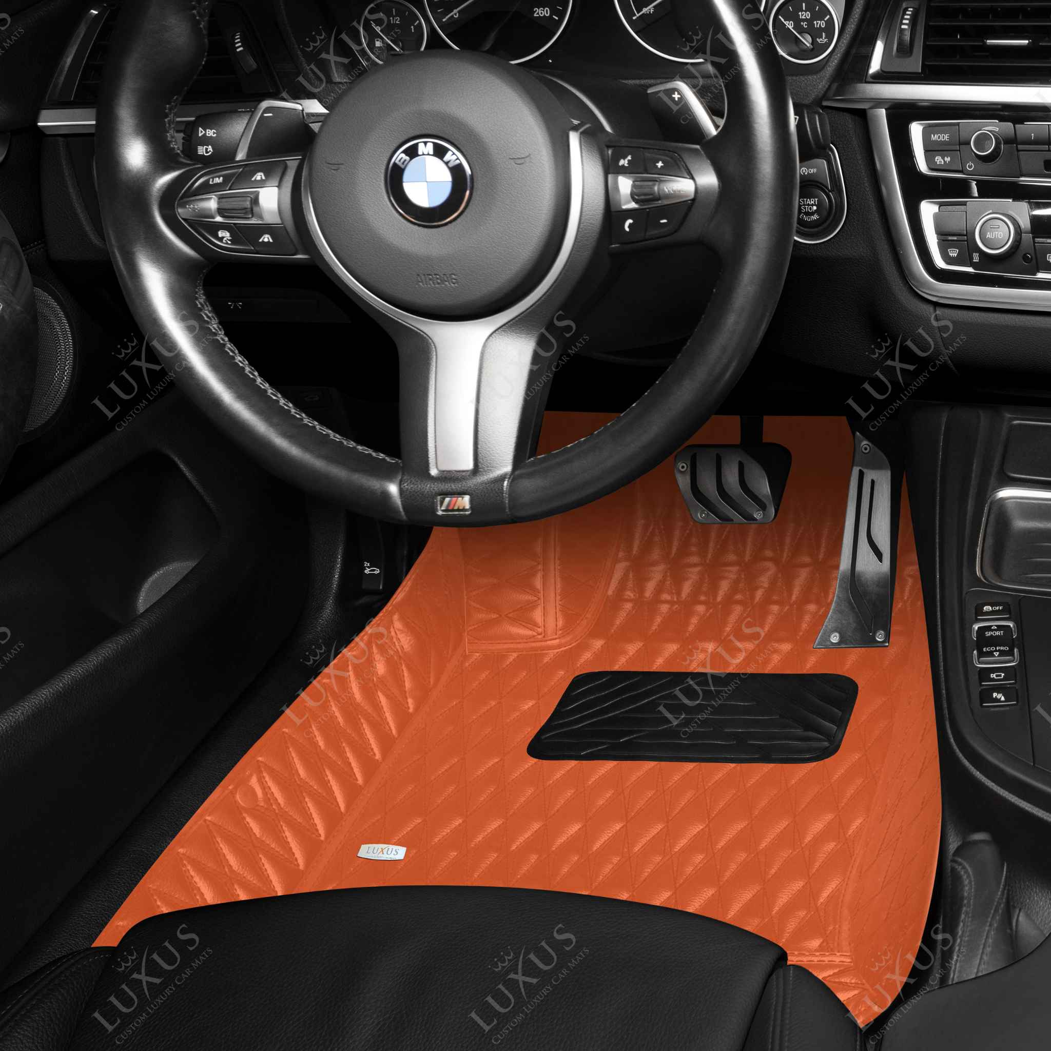 Luxus Premium Twin-Diamond Custom Luxury Car Mats Set | Fiery Orange