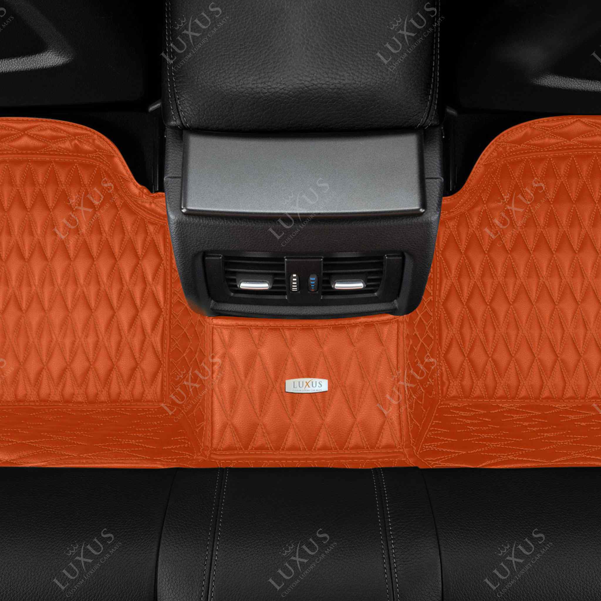 Luxus Premium Twin-Diamond Custom Luxury Car Mats Set | Fiery Orange