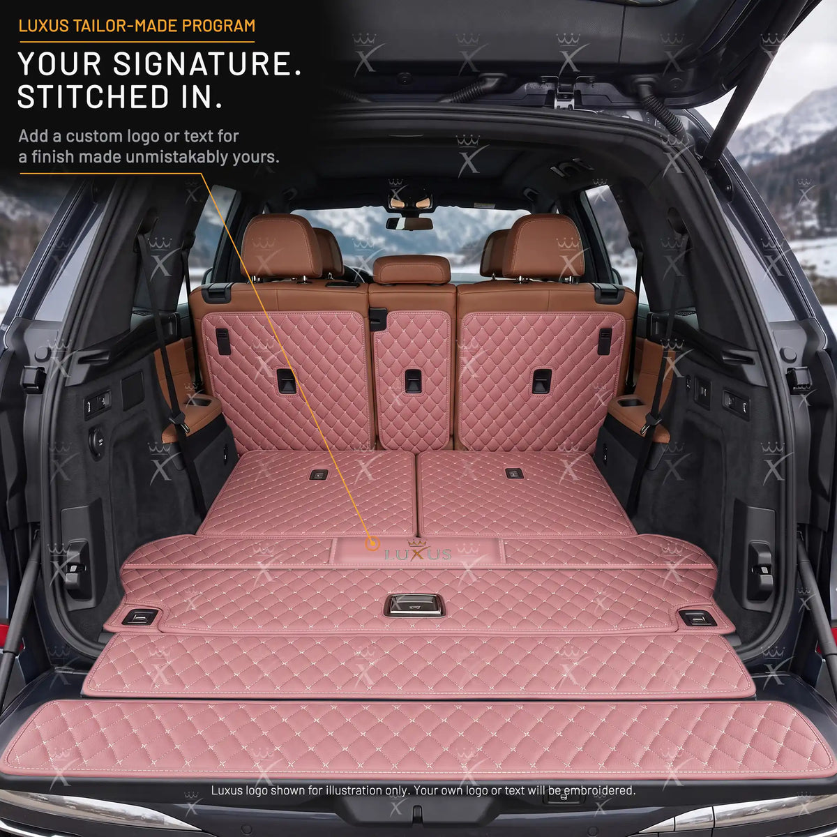 Luxus Car Mats™ - Svart og svart søm 3D luksusskinnstøvel/bagasjematte