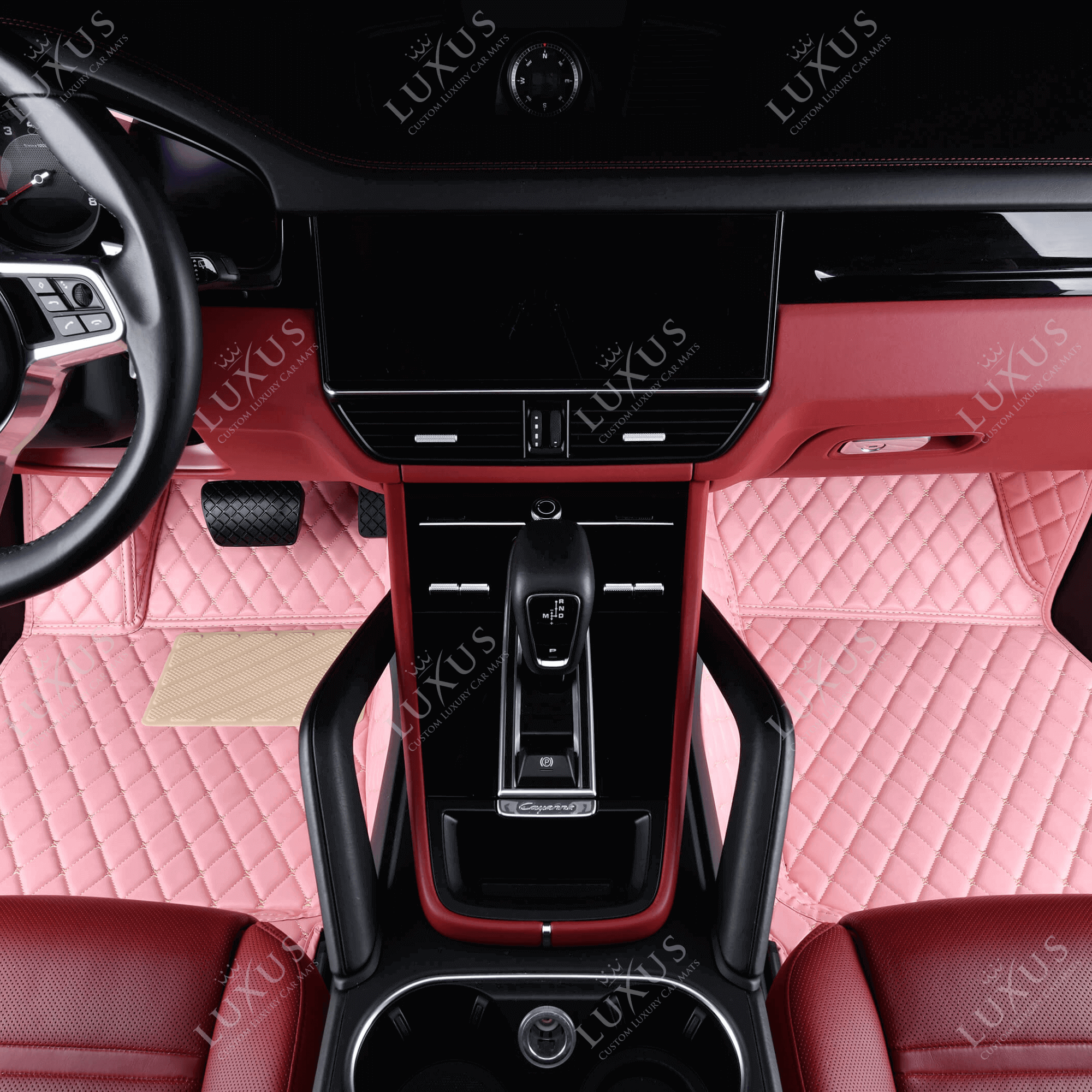 Luxus Premium Diamond Custom Car Mats Set | Flamingo Pink