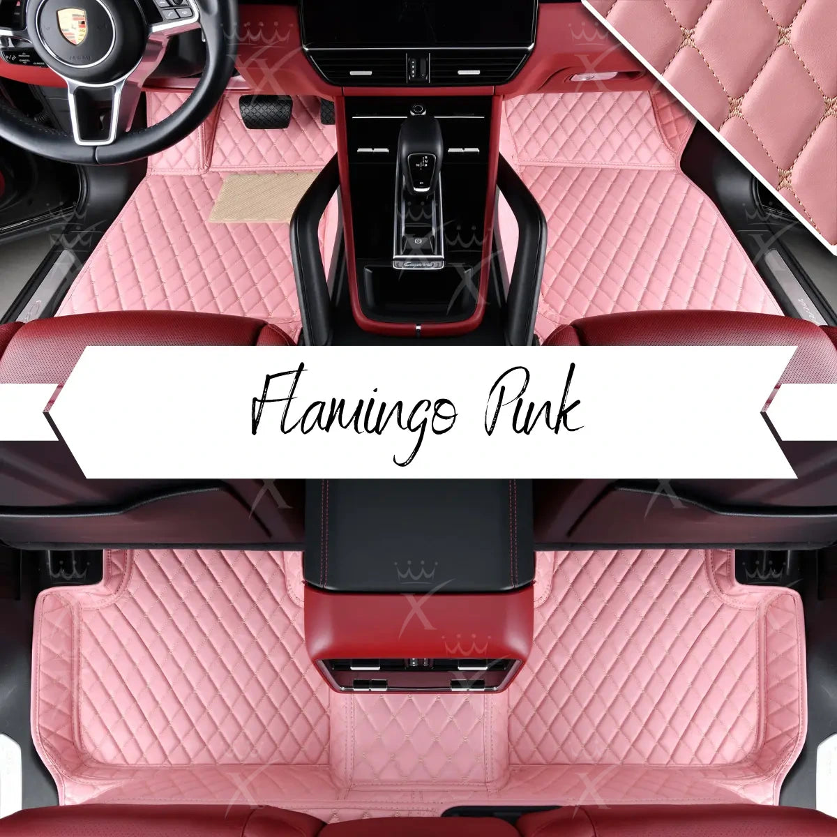 Luxus Premium Diamond Custom Car Mats Set | Flamingo Pink