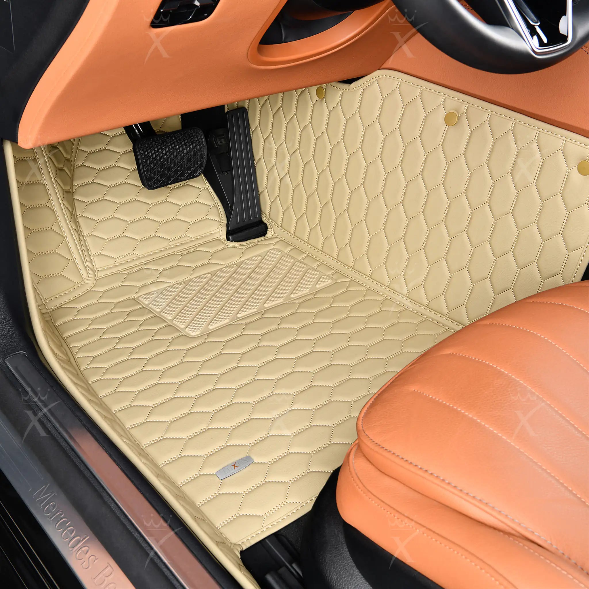 Luxus Premium Honeycomb Custom Car Mats Set | Cream Beige