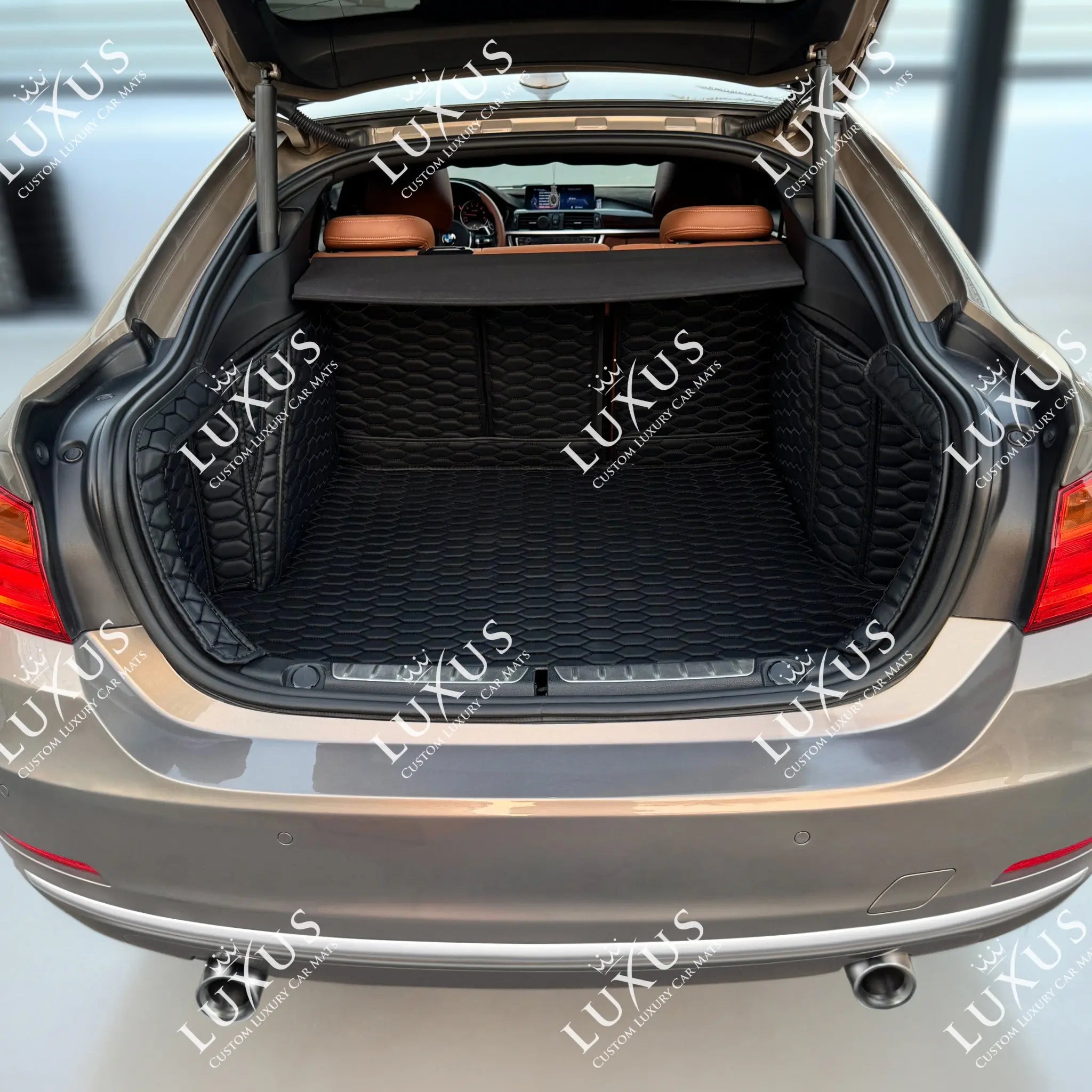 Luxus 360Fit Premium Honeycomb Custom Trunk Liner | Black & Black Stitching