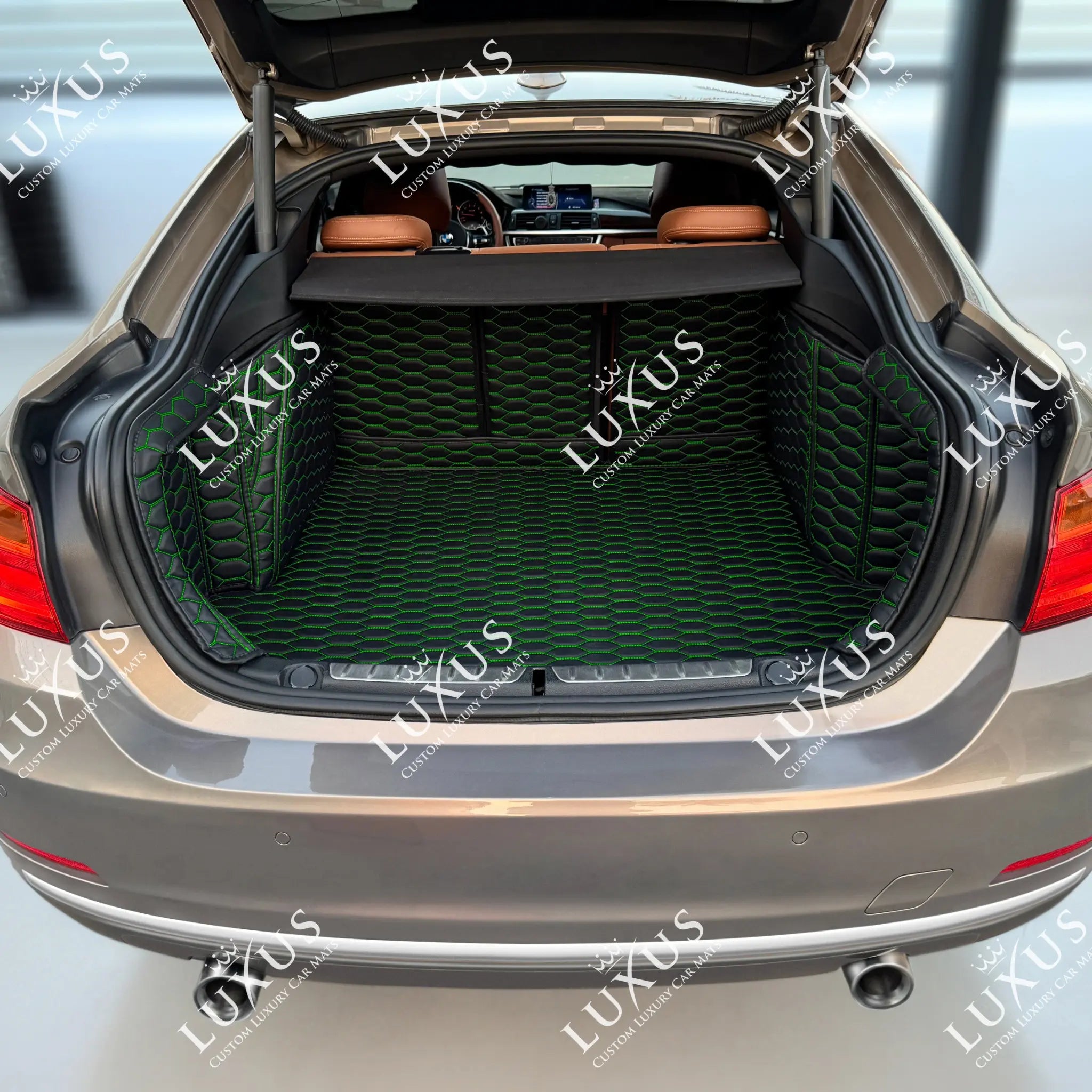 Luxus 360Fit Premium Honeycomb Custom Trunk Liner | Black & Green Stitching