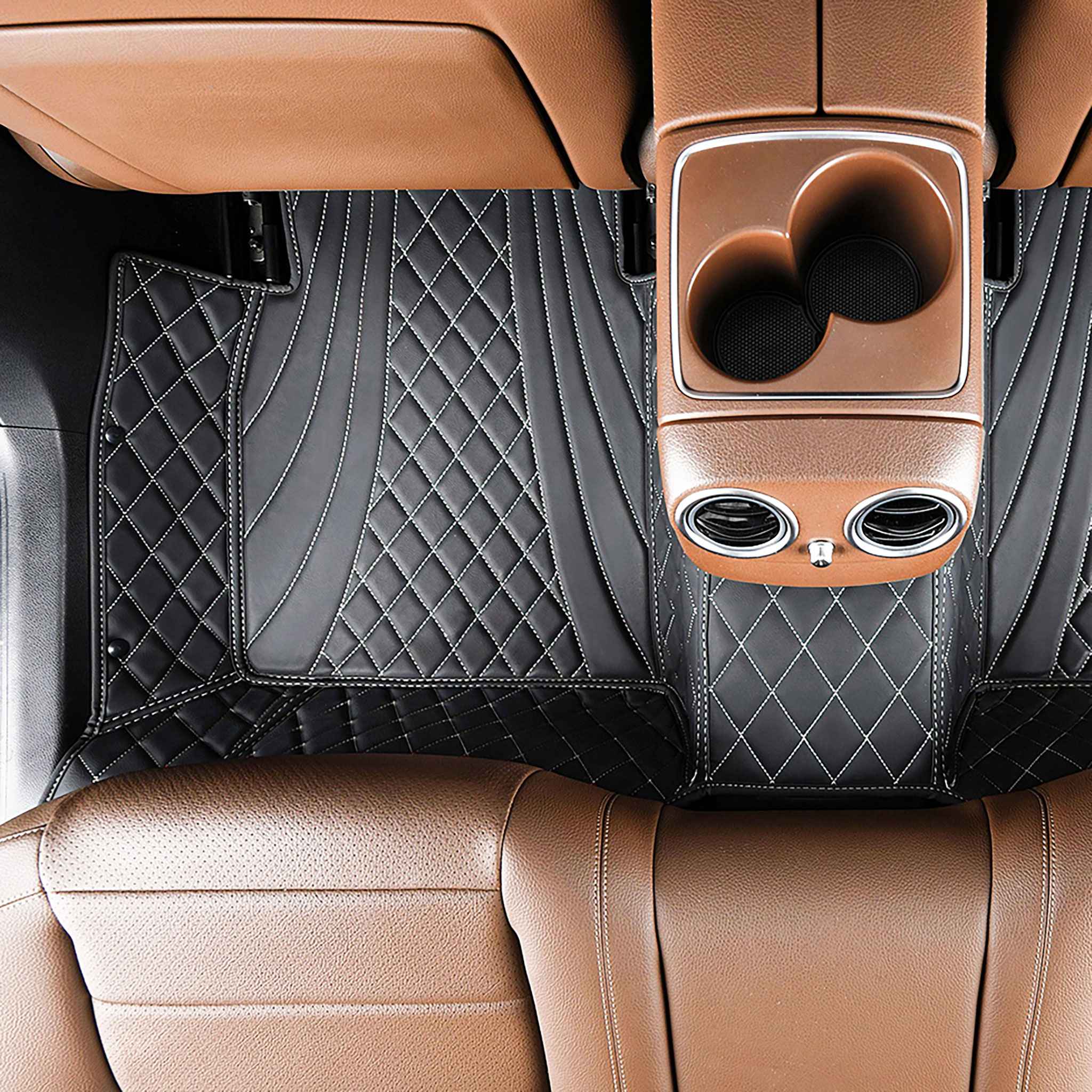Luxus Car Mats™ - Juego de alfombrillas de lujo con costuras en negro y negro