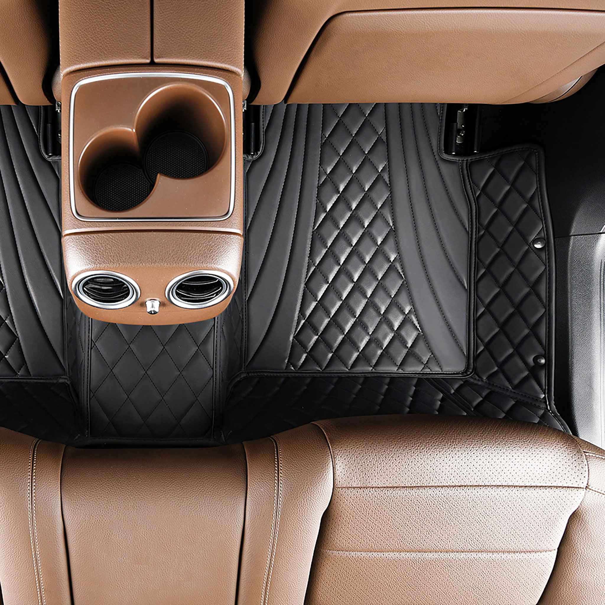 Luxus Car Mats™ - Svart og svart søm Luksus bilmattesett