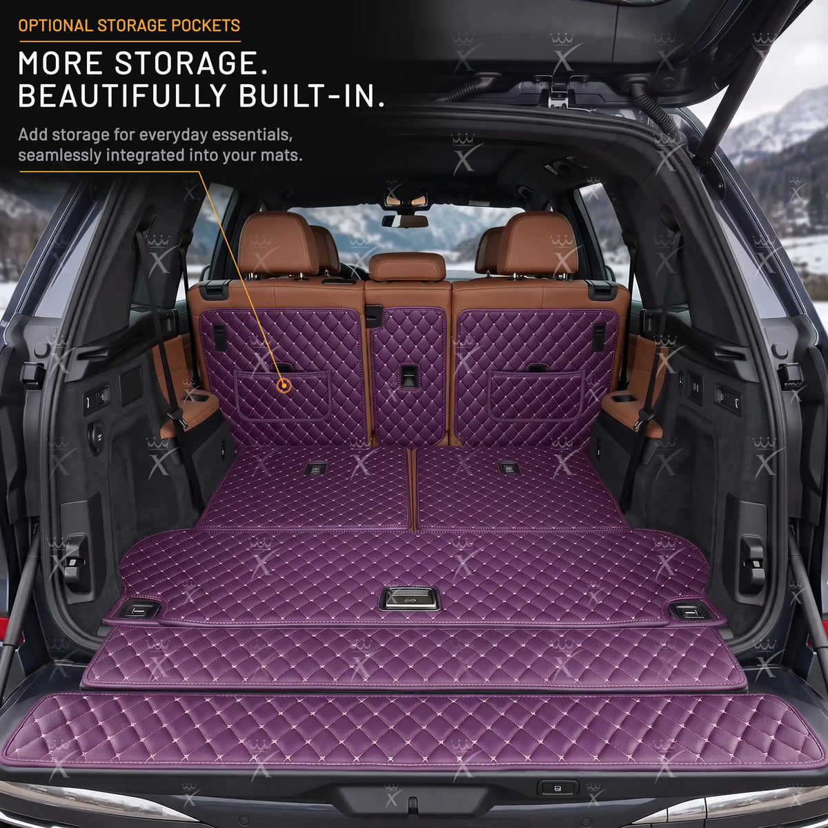 Luxus Car Mats™ - Svart og svart søm 3D luksusskinnstøvel/bagasjematte