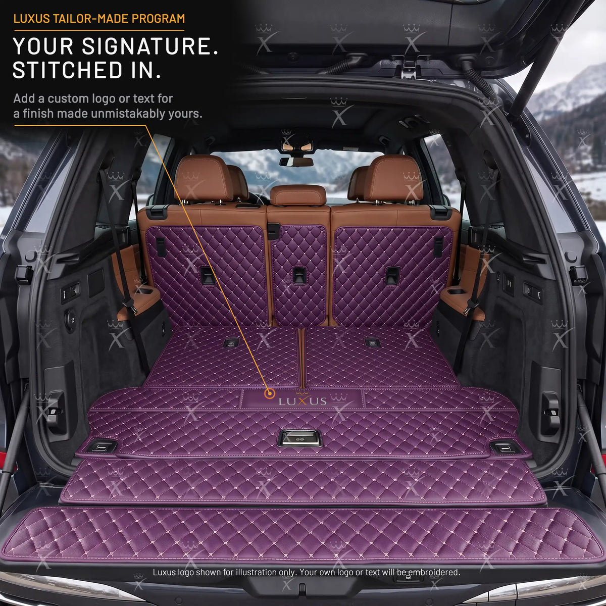 Luxus Car Mats™ - Svart og svart søm 3D luksusskinnstøvel/bagasjematte