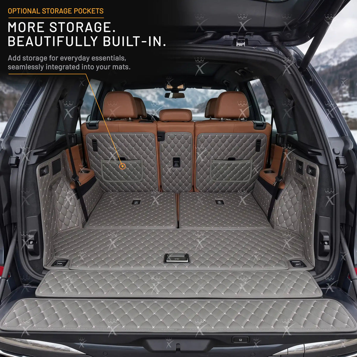 Luxus Car Mats™ - lysegrå 3D luksusskinnstøvel/bagasjematte