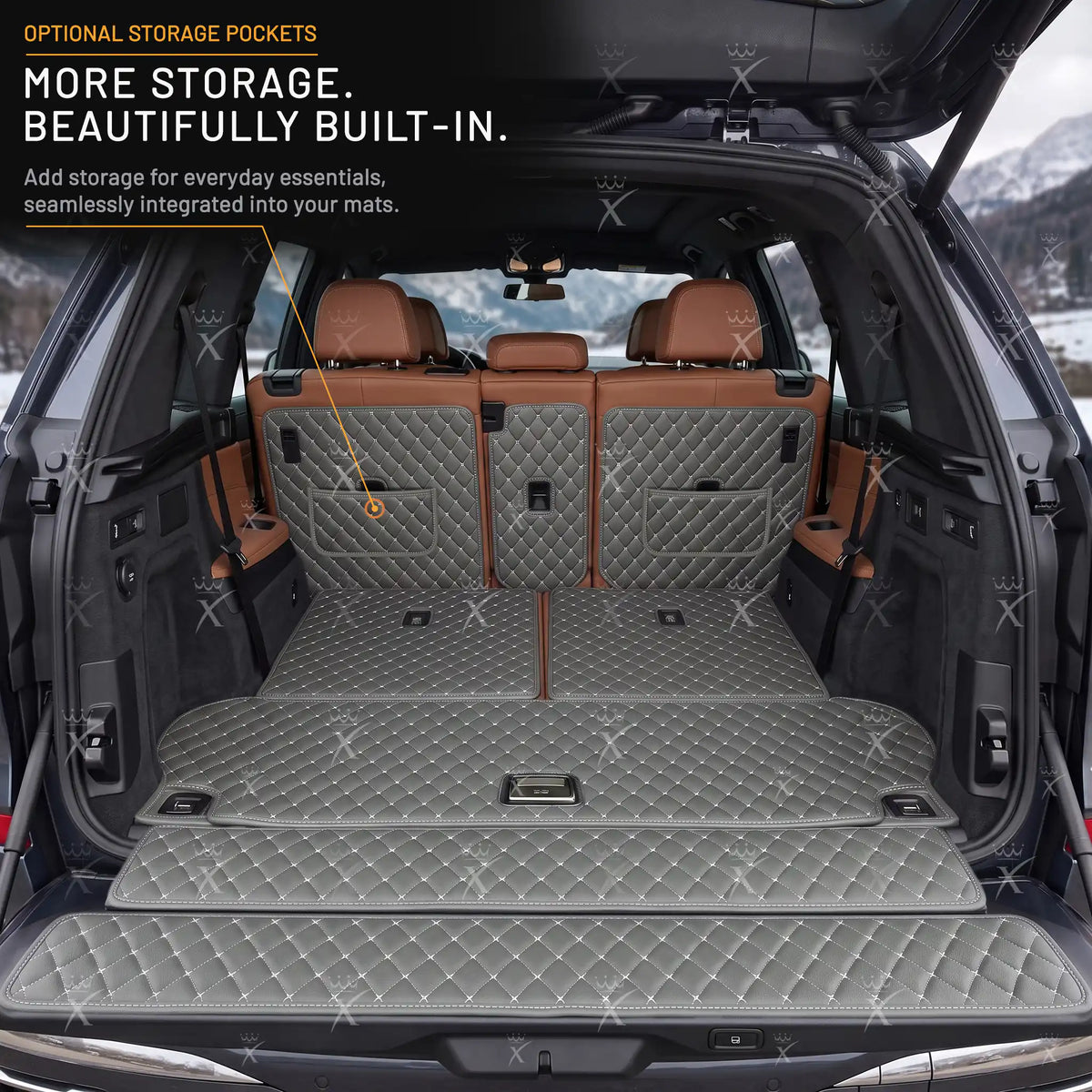 Luxus Car Mats™ - Svart og svart søm 3D luksusskinnstøvel/bagasjematte