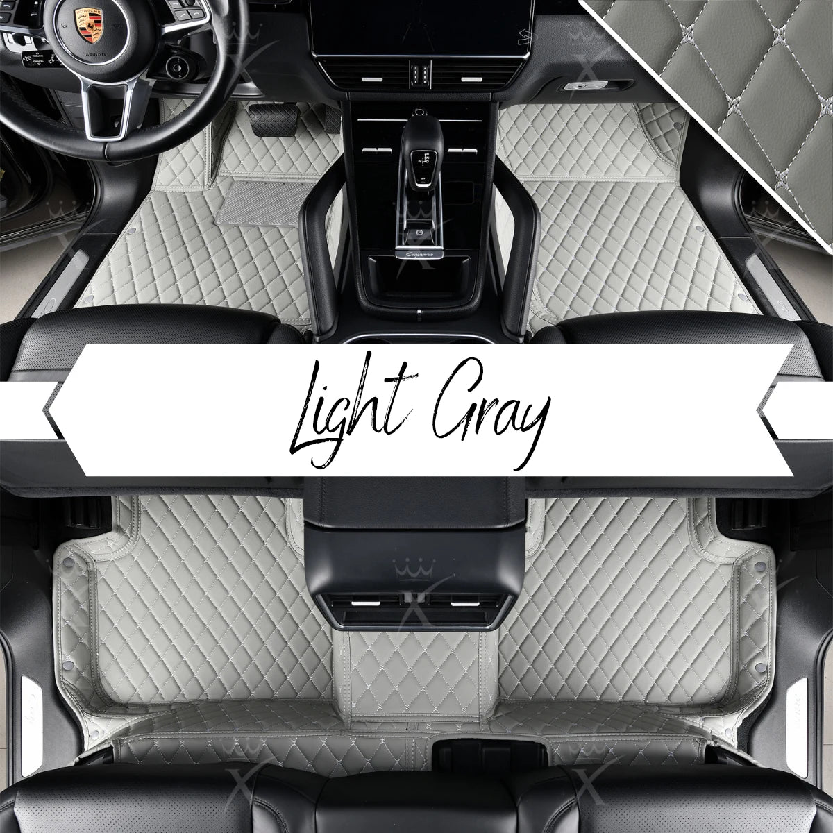 Luxus Premium Diamond Custom Car Mats Set | Light Gray