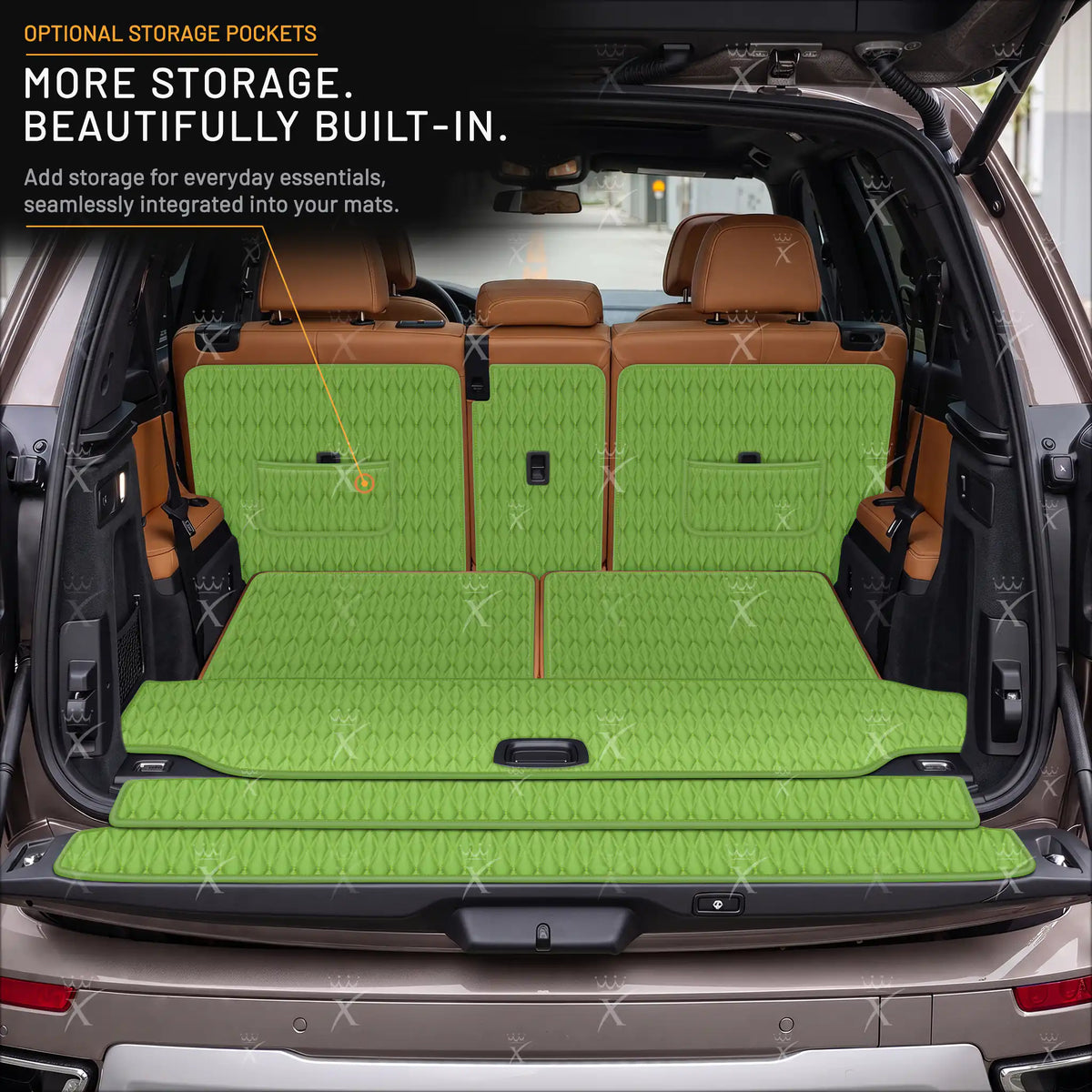 Luxus Car Mats™ – 3D-Luxus-Leder-Kofferraum-/Kofferraummatte in Schwarz und Schwarz mit Nähten