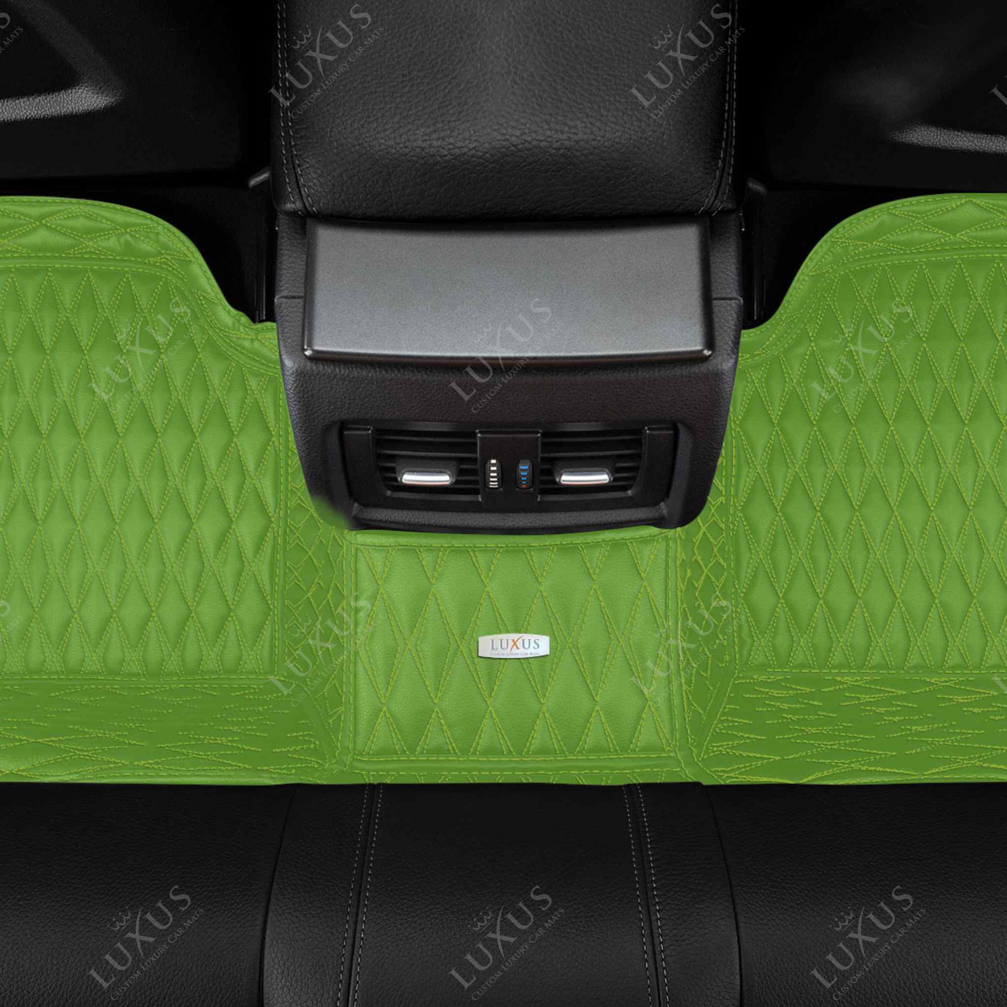 Luxus Premium Twin-Diamond Custom Luxury Car Mats Set | Lime Green