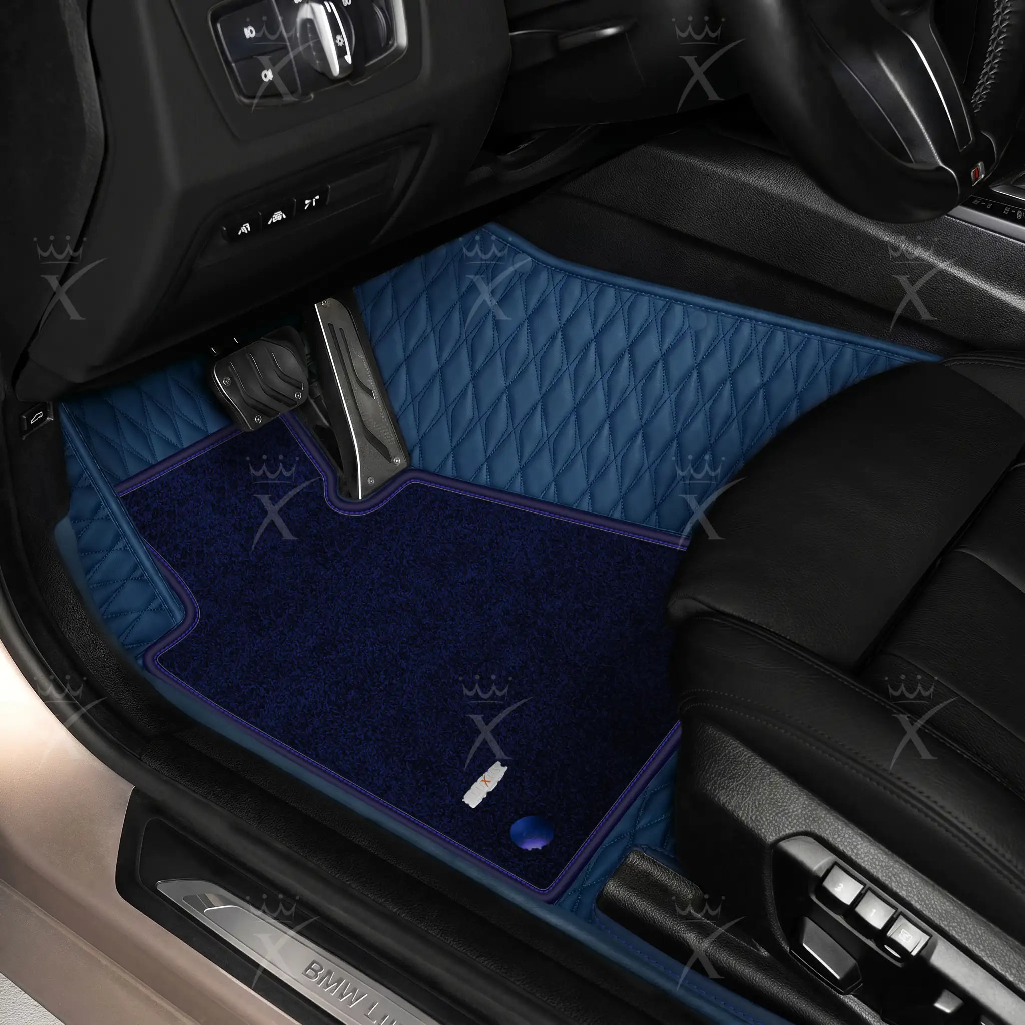 Luxus Twin-Diamond Double Layer Series Floor Mats | Midnight Blue & Midnight Navy Top Carpet